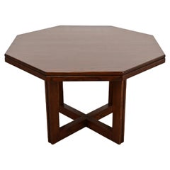 Frank Lloyd Wright Style Mid-Century Modern Oak X-Base Dining Table, Refinished