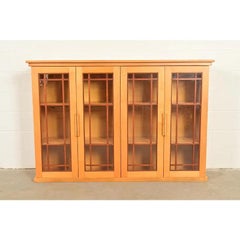 Frank Lloyd Wright Style Mission Arts & Crafts Birch Double Bookcase Cabinet