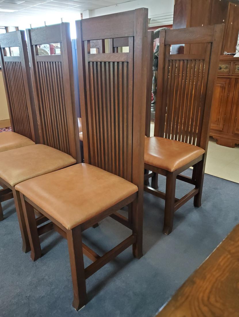 20th Century Frank Lloyd Wright Style Mission Dining Set, Table, 6 Chairs