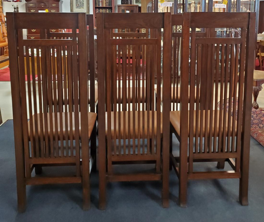 Oak Frank Lloyd Wright Style Mission Dining Set, Table, 6 Chairs