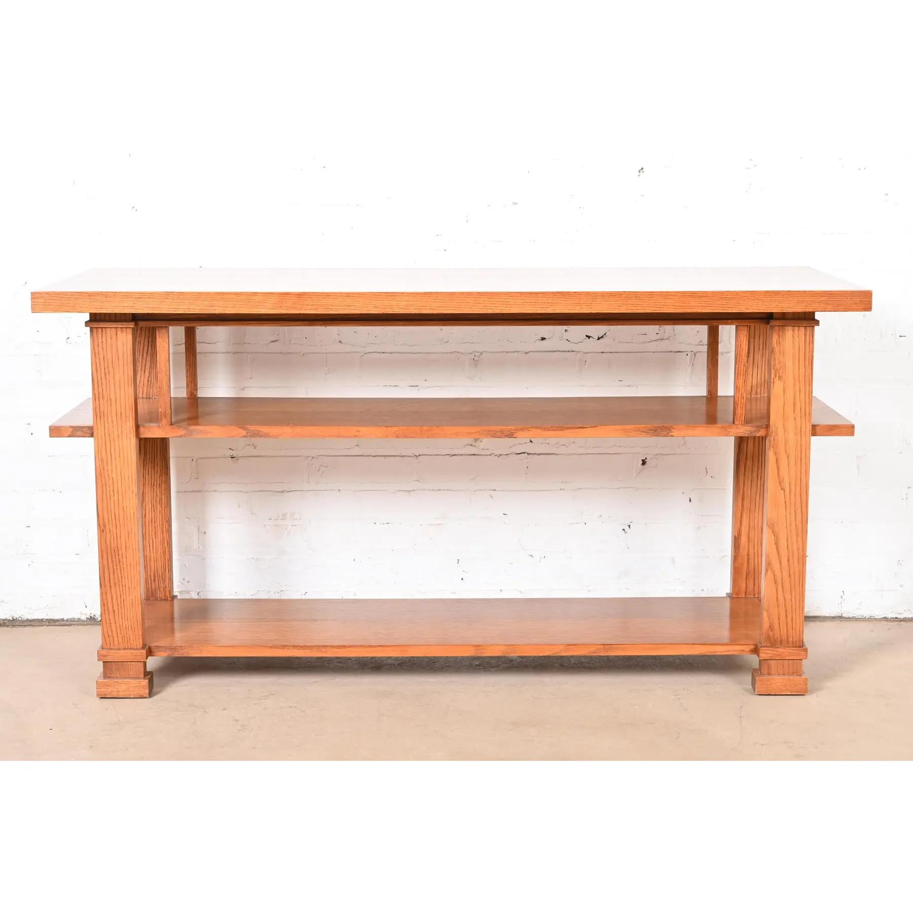 Frank Lloyd Wright Style Mission Oak Arts and Crafts Console Table In Good Condition In South Bend, IN