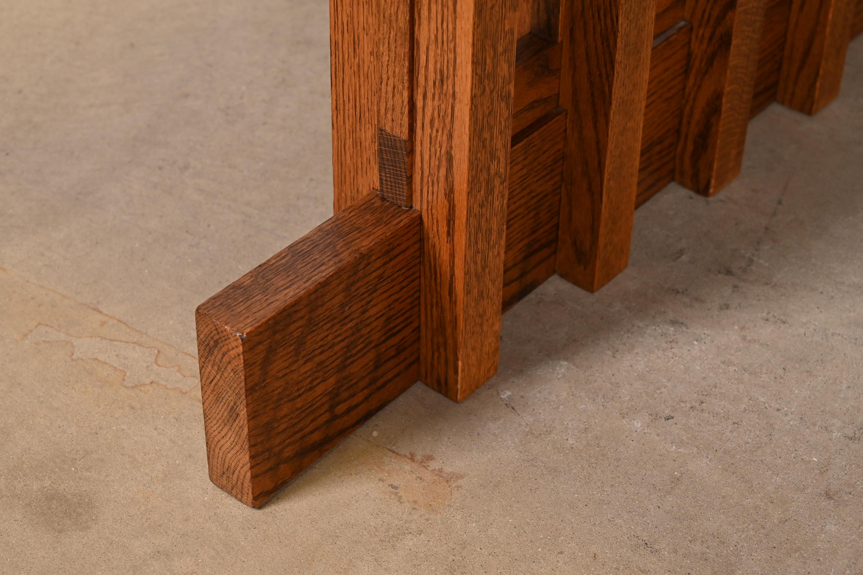 Frank Lloyd Wright Style Mission Oak Arts & Crafts Trestle Dining Table 1