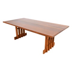 Frank Lloyd Wright Style Mission Oak Arts & Crafts Trestle Dining Table