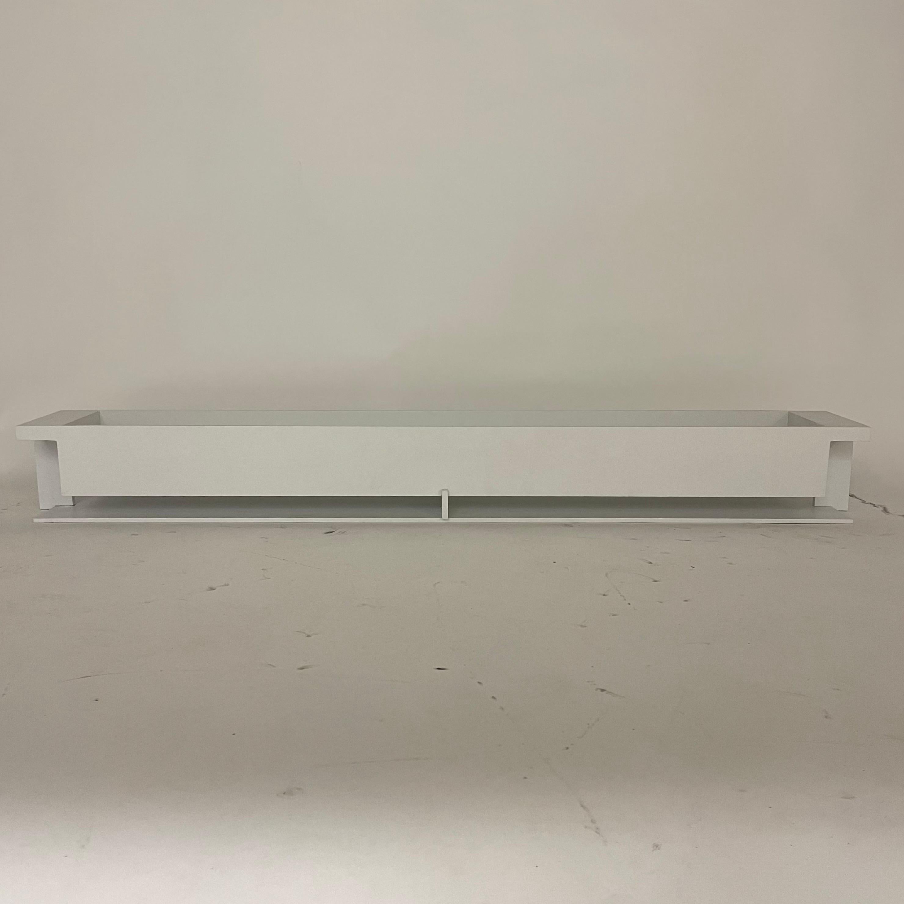 Powder-Coated Frank Lloyd Wright Style Modernist White Powder Coated Cold Steel Planter, USA For Sale
