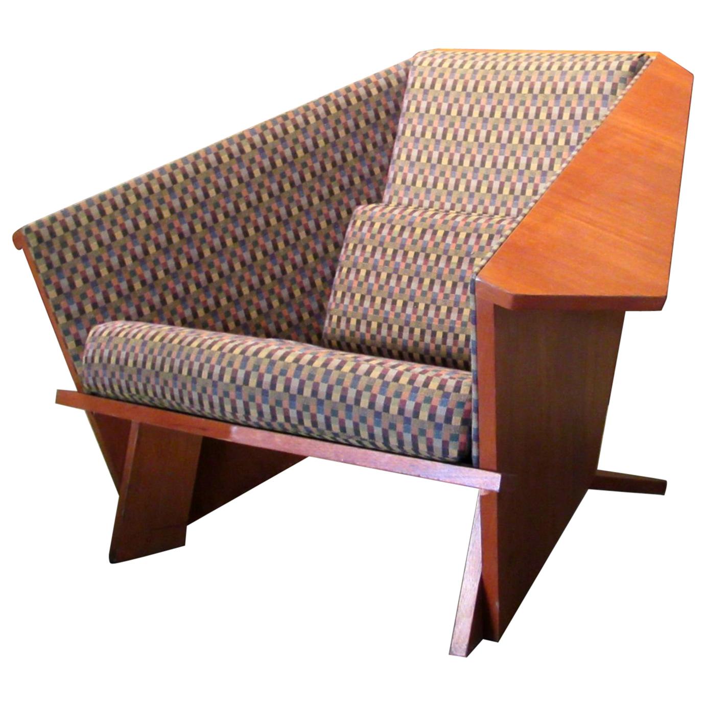 Frank Lloyd Wright Style Origami Lounge Chair, 1980s