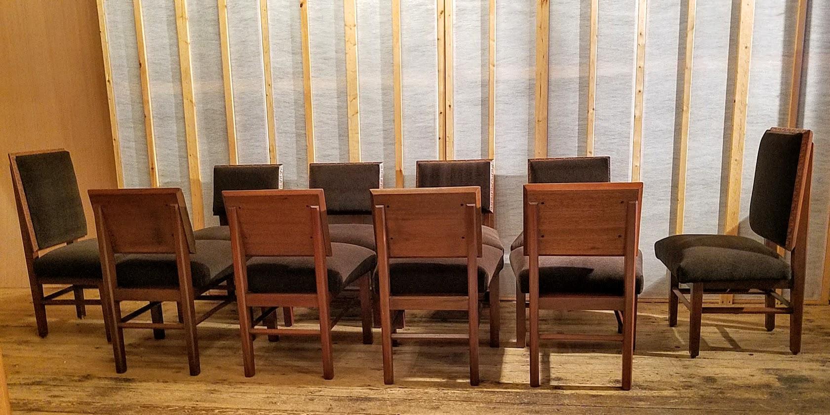 American Frank Lloyd Wright Suite of Ten Henredon Dining Chairs, circa 1955