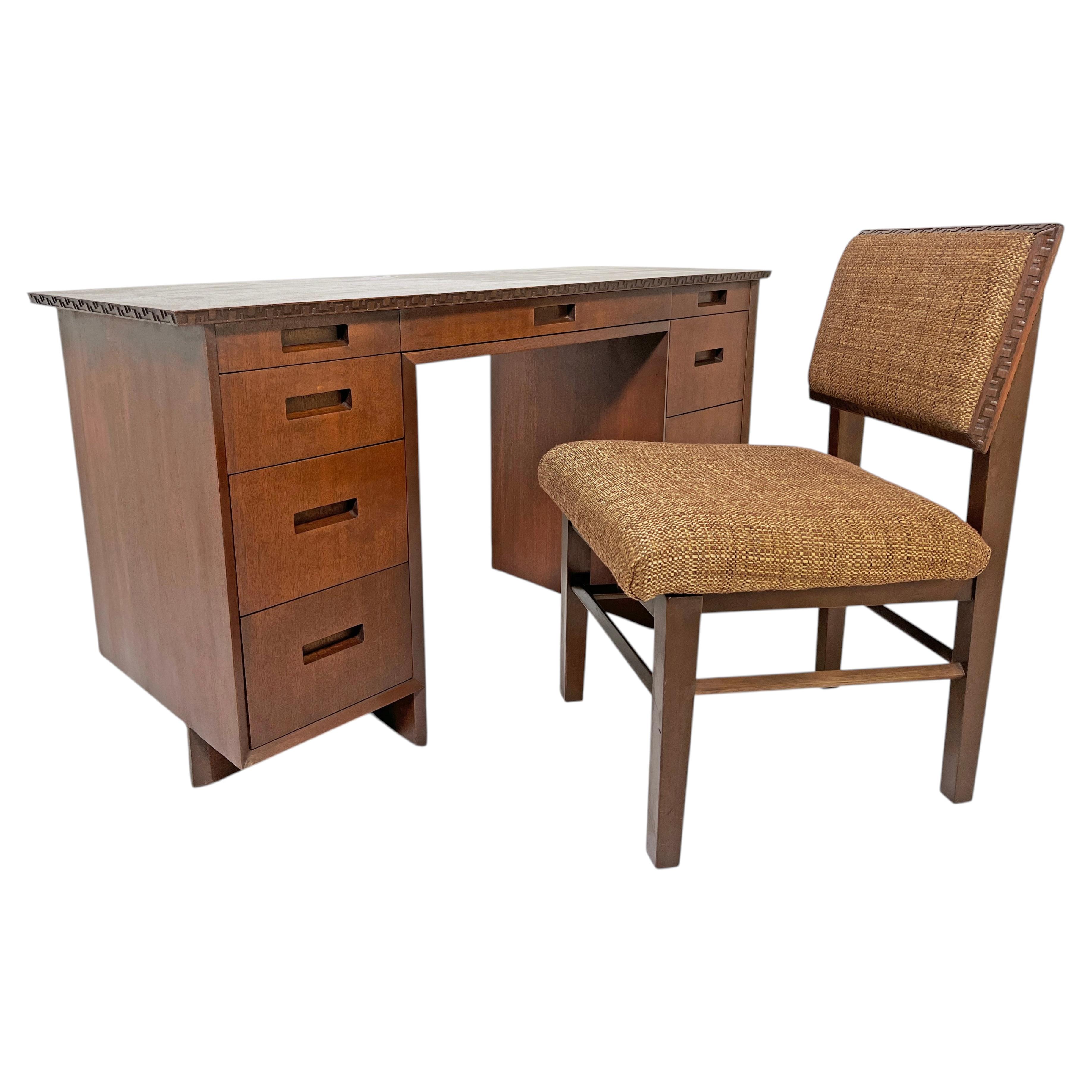 Frank Lloyd Wright Taliesen Writing Desk and Chair for Henredon, Ca. 1950s For Sale