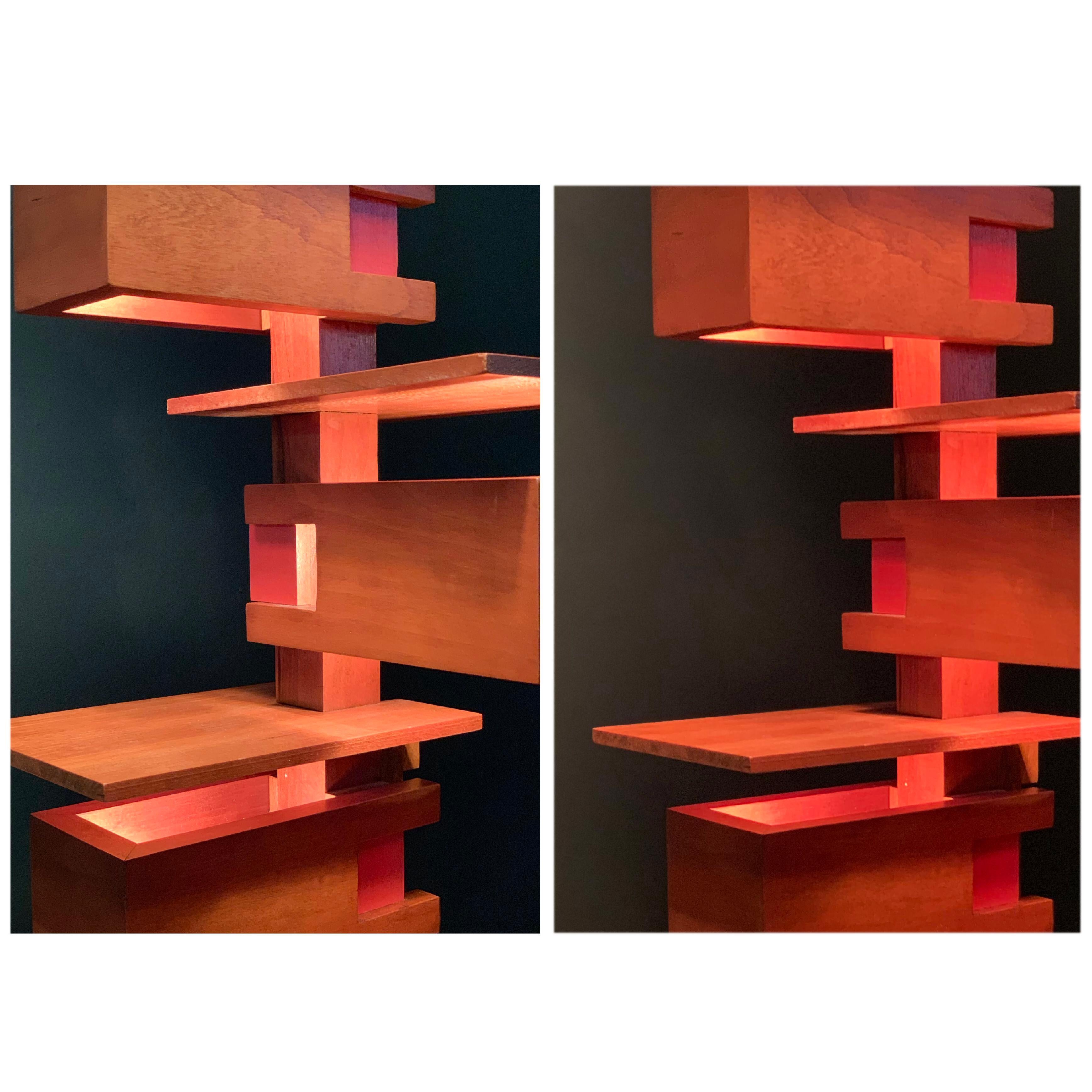 Japanese Frank Lloyd Wright Cherry Taliesin 3 Table Lamp, Yamagiwa Japan , 1933, 1994