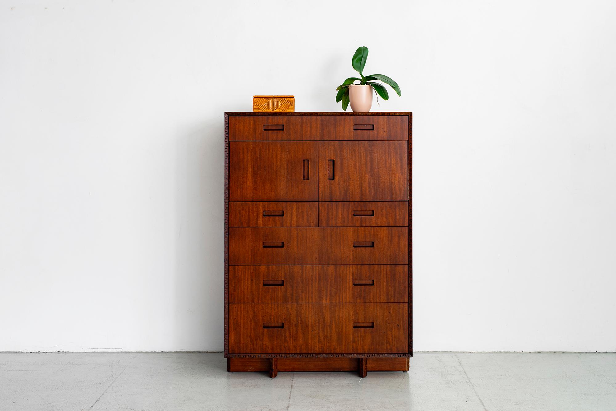 Frank Lloyd Wright highboy dresser cabinet for Henredon from the 