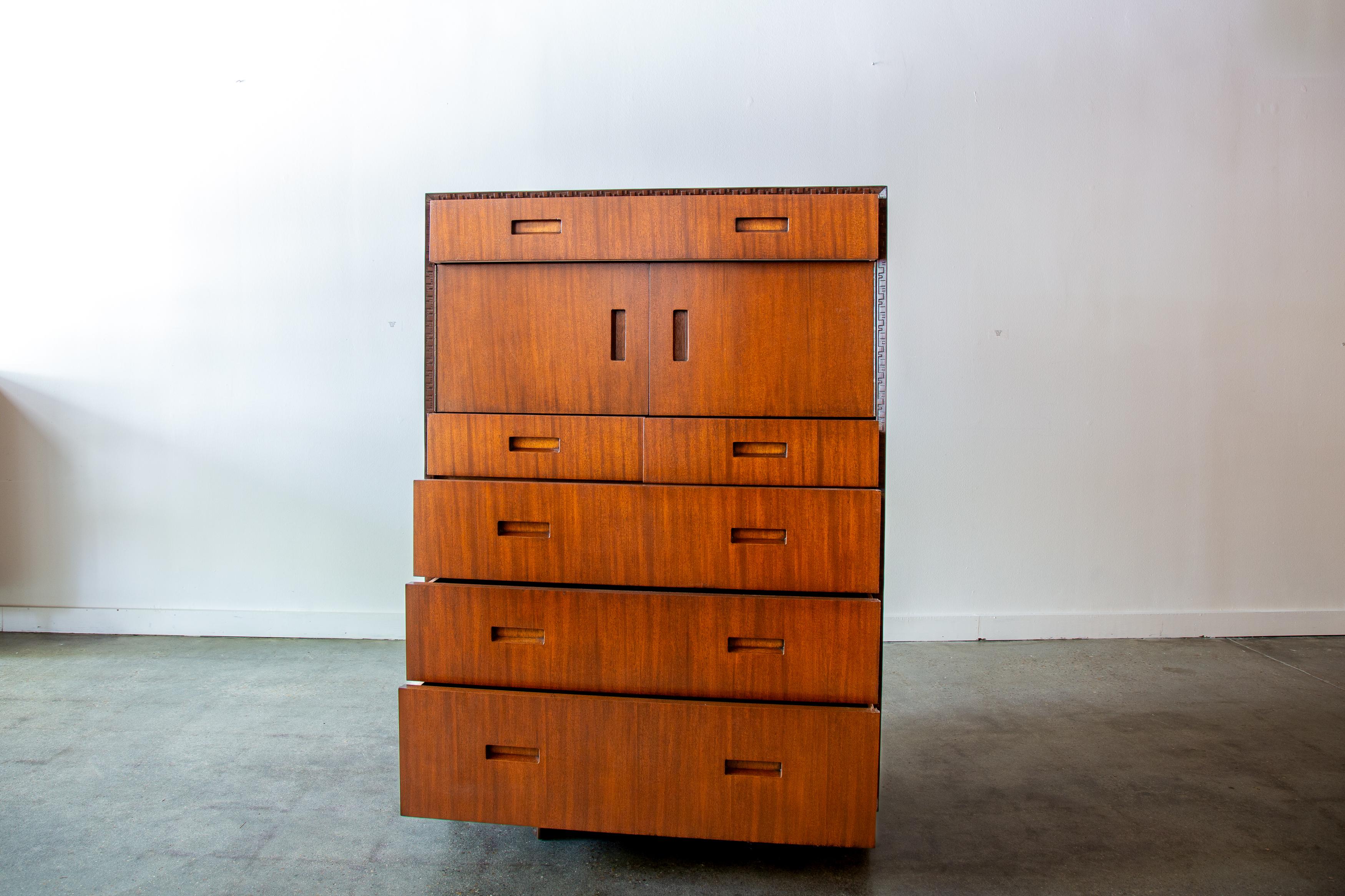 Mid-Century Modern Frank Lloyd Wright Taliesin Chest of Drawers for Heritage Henredon Mahogany