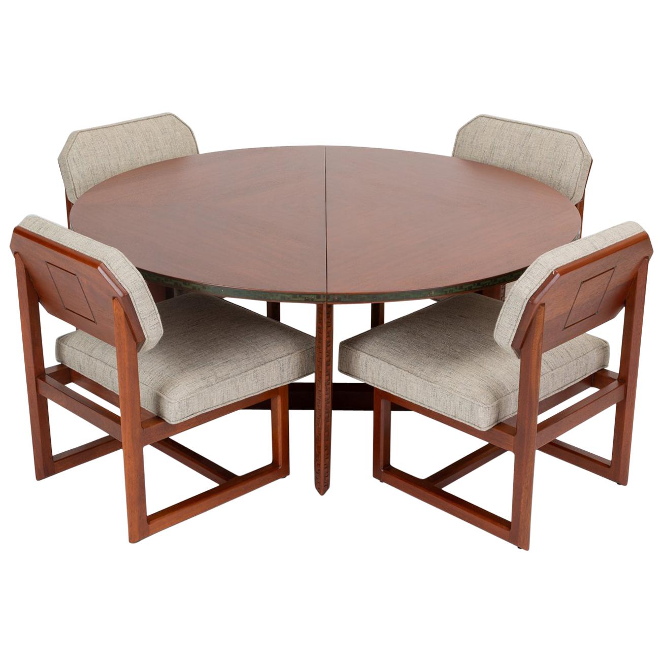 Frank Lloyd Wright “Taliesin” Game Table with Four Chairs