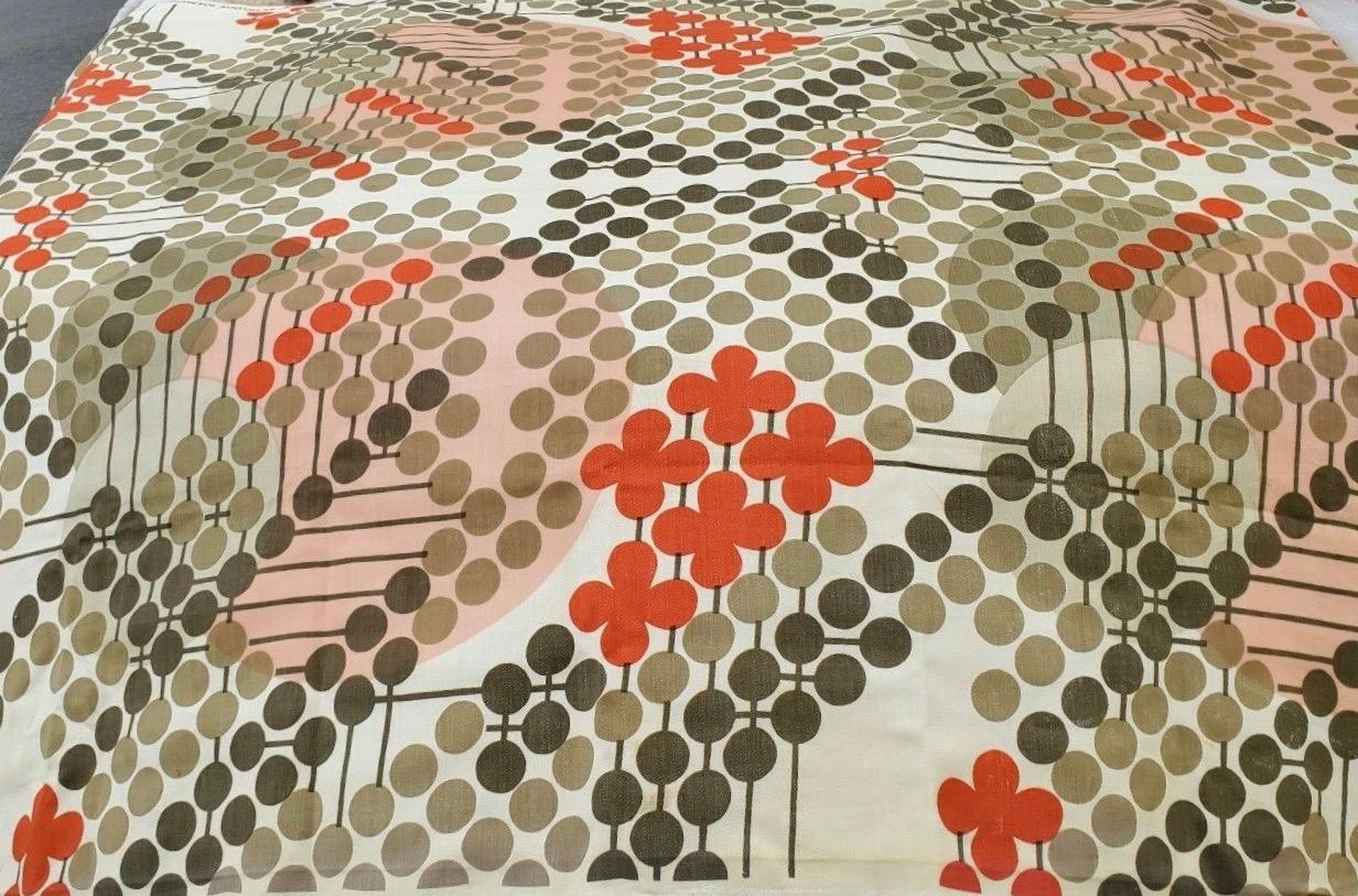 Mid-Century Modern Frank Lloyd Wright Taliesin Large Linen Textile Swatch 1955 Signed, Schumacher