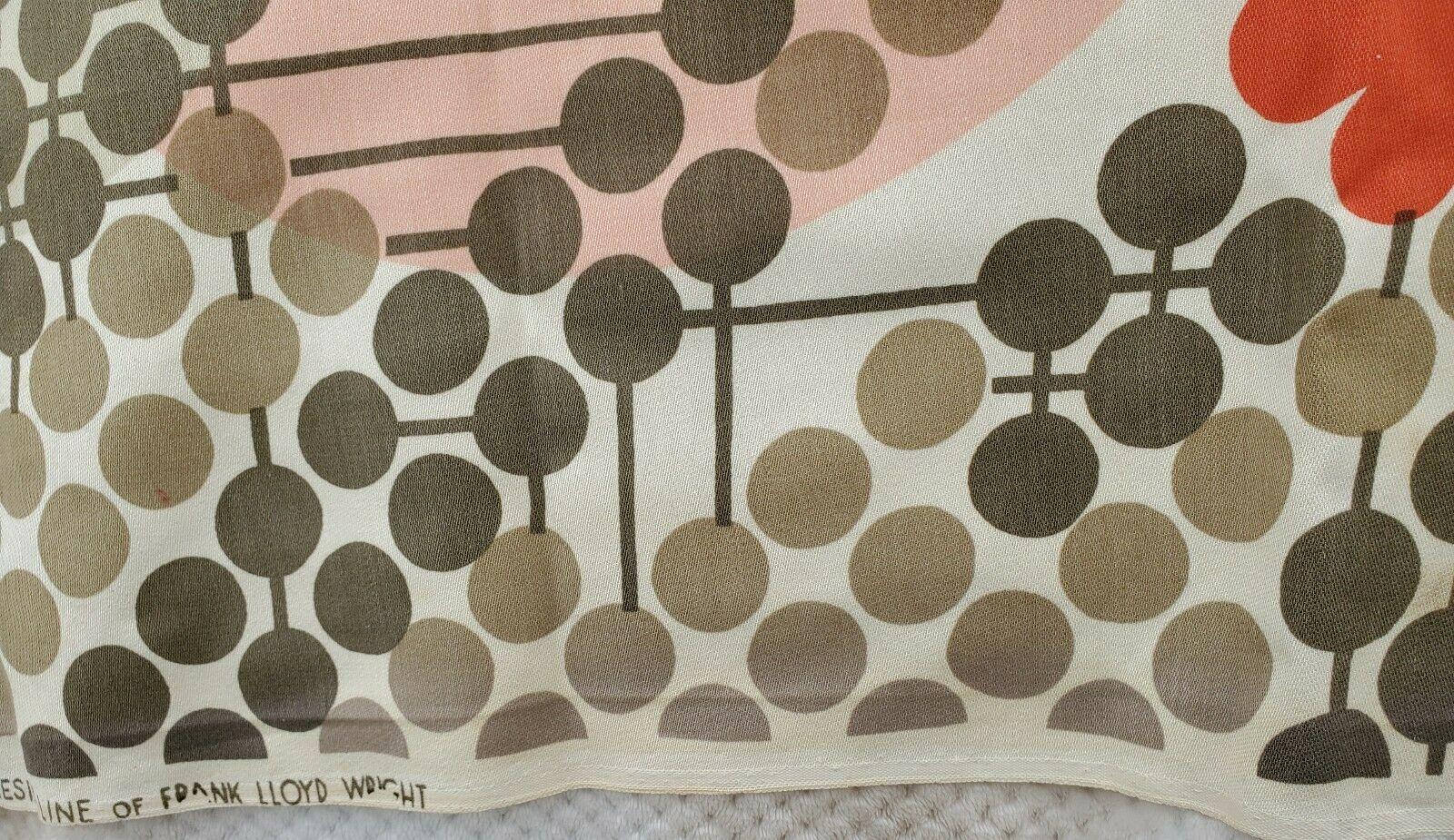20th Century Frank Lloyd Wright Taliesin Large Linen Textile Swatch 1955 Signed, Schumacher