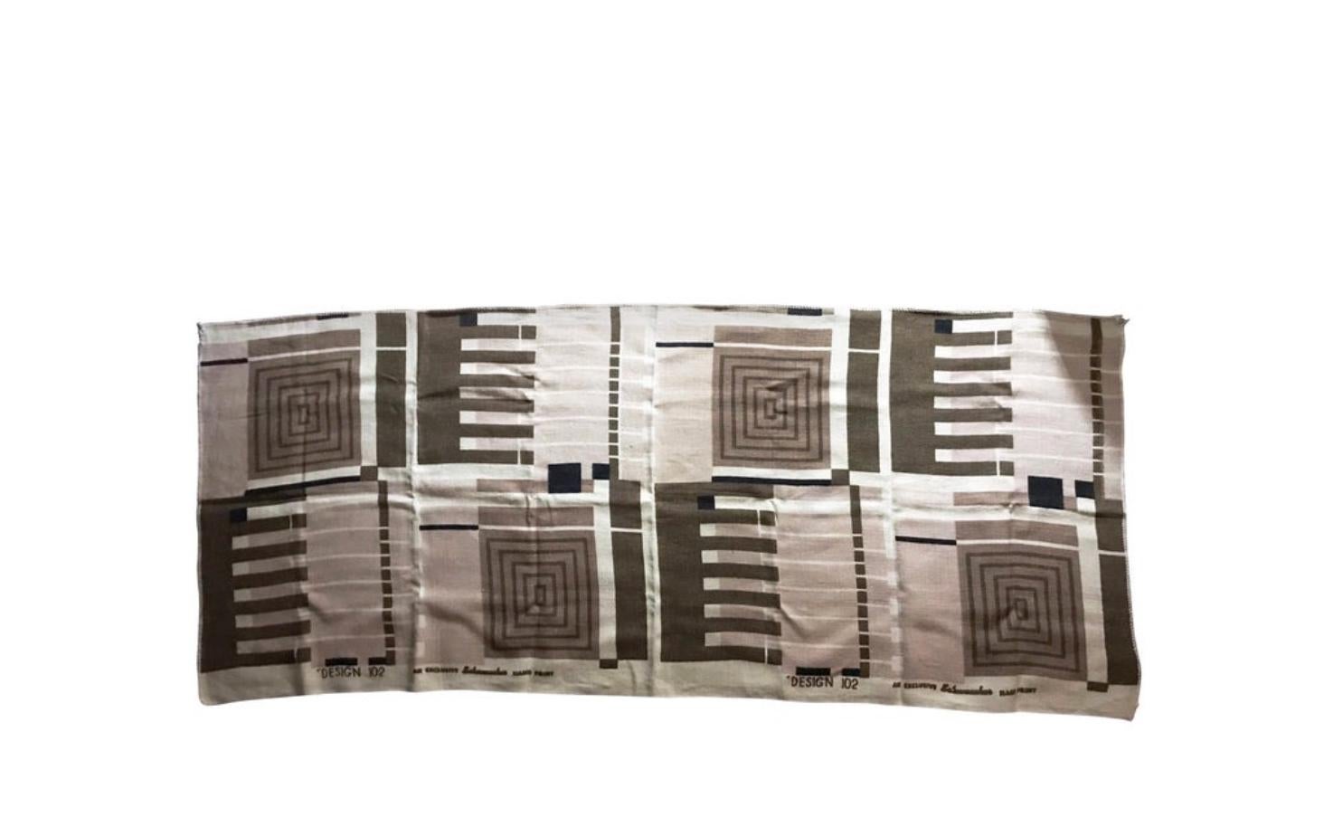 Frank Lloyd Wright Taliesin Gran Muestrario Textil de Lino 1955 Firmado, Schumacher en venta 1