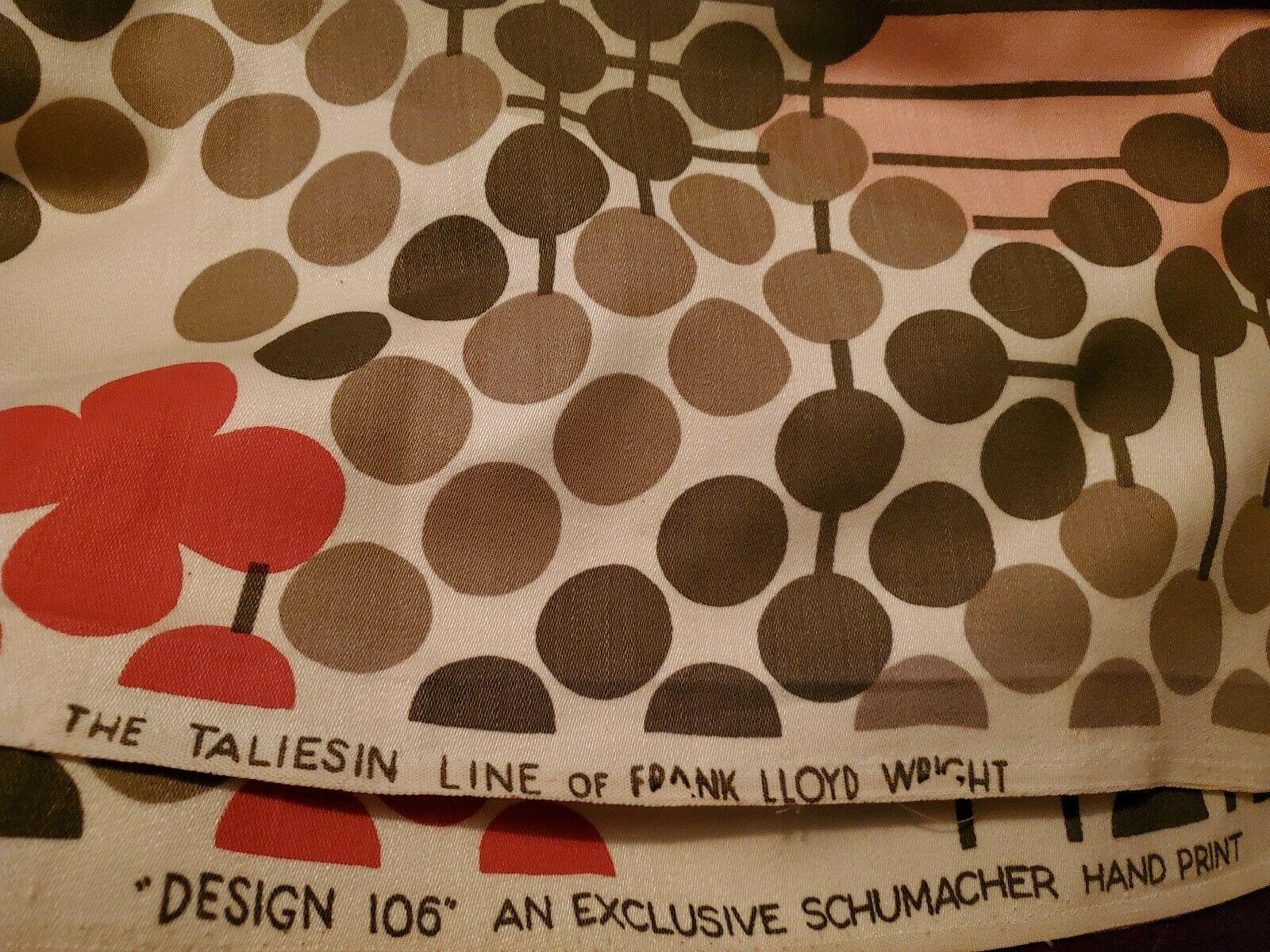Frank Lloyd Wright Taliesin Large Linen Textile Swatch 1955 Signed, Schumacher 2