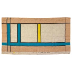 Vintage Frank Lloyd Wright Taliesin Large Linen Textile Swatch 1955 Signed, Schumacher