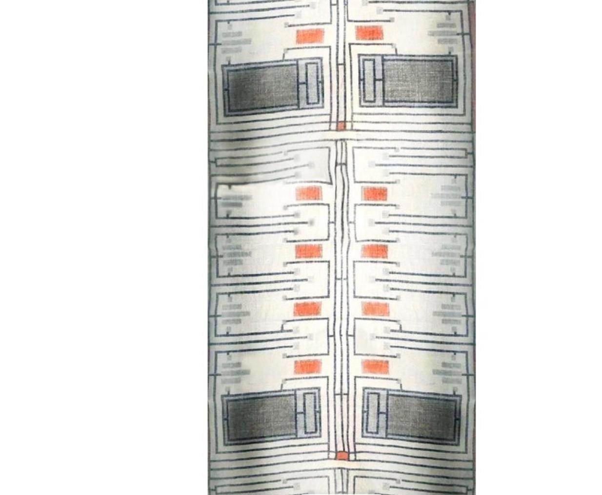 Lino Lloyd Wright Taliesin, tessuto di lino, campionario 1955 Design 105 Schumacher, rosso in vendita
