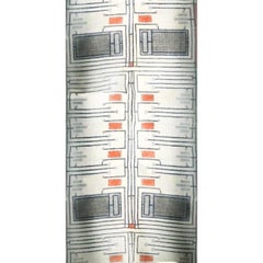 Frank Lloyd Wright Taliesin Linen Textile Swatch 1955 Design 105 Schumacher, Red