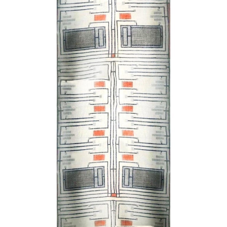 Frank Lloyd Wright Taliesin Linen Textile Swatch 1955 Design 105  Schumacher, Red For Sale at 1stDibs
