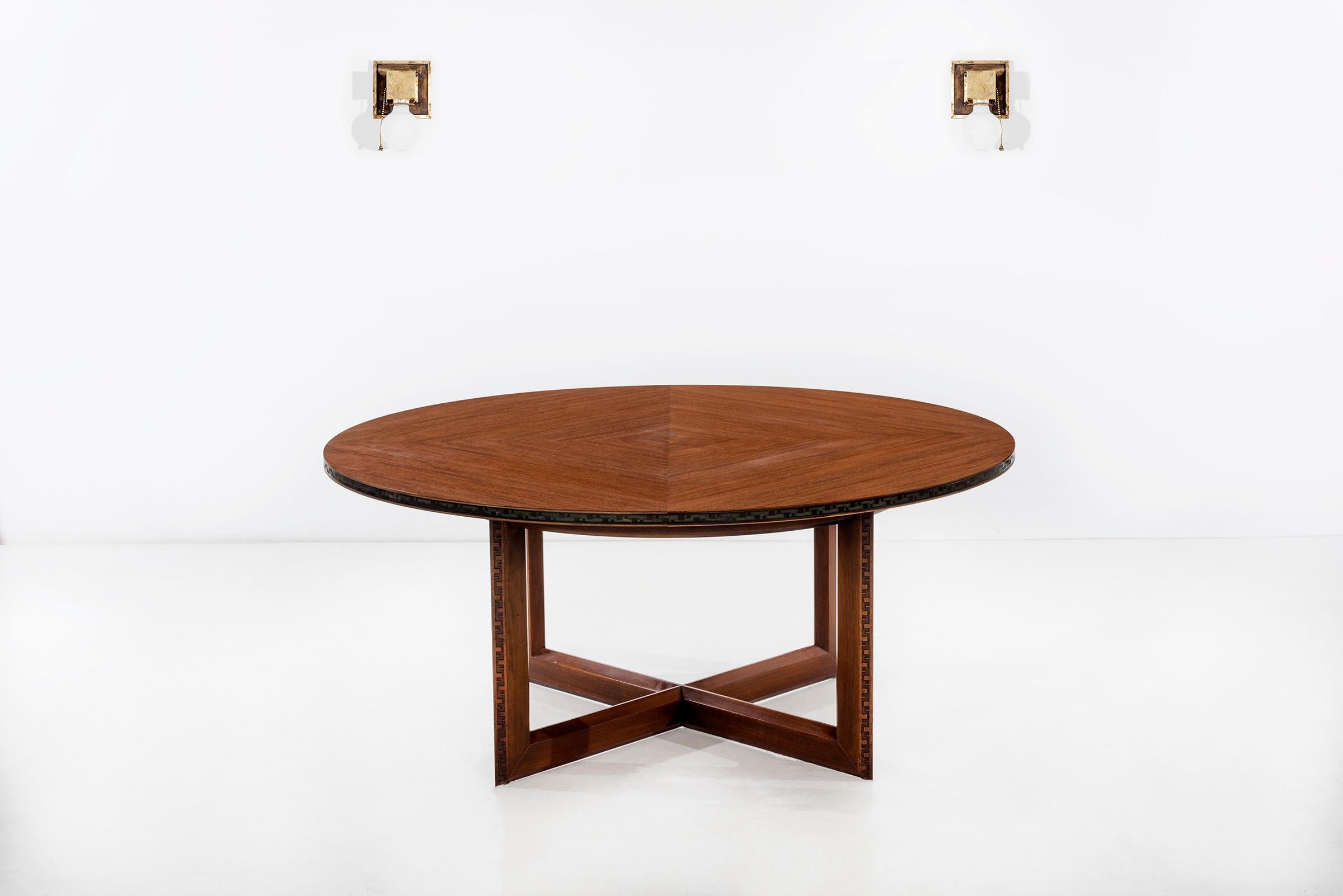 Mid-Century Modern Frank Lloyd Wright Taliesin Low Round Dining Table