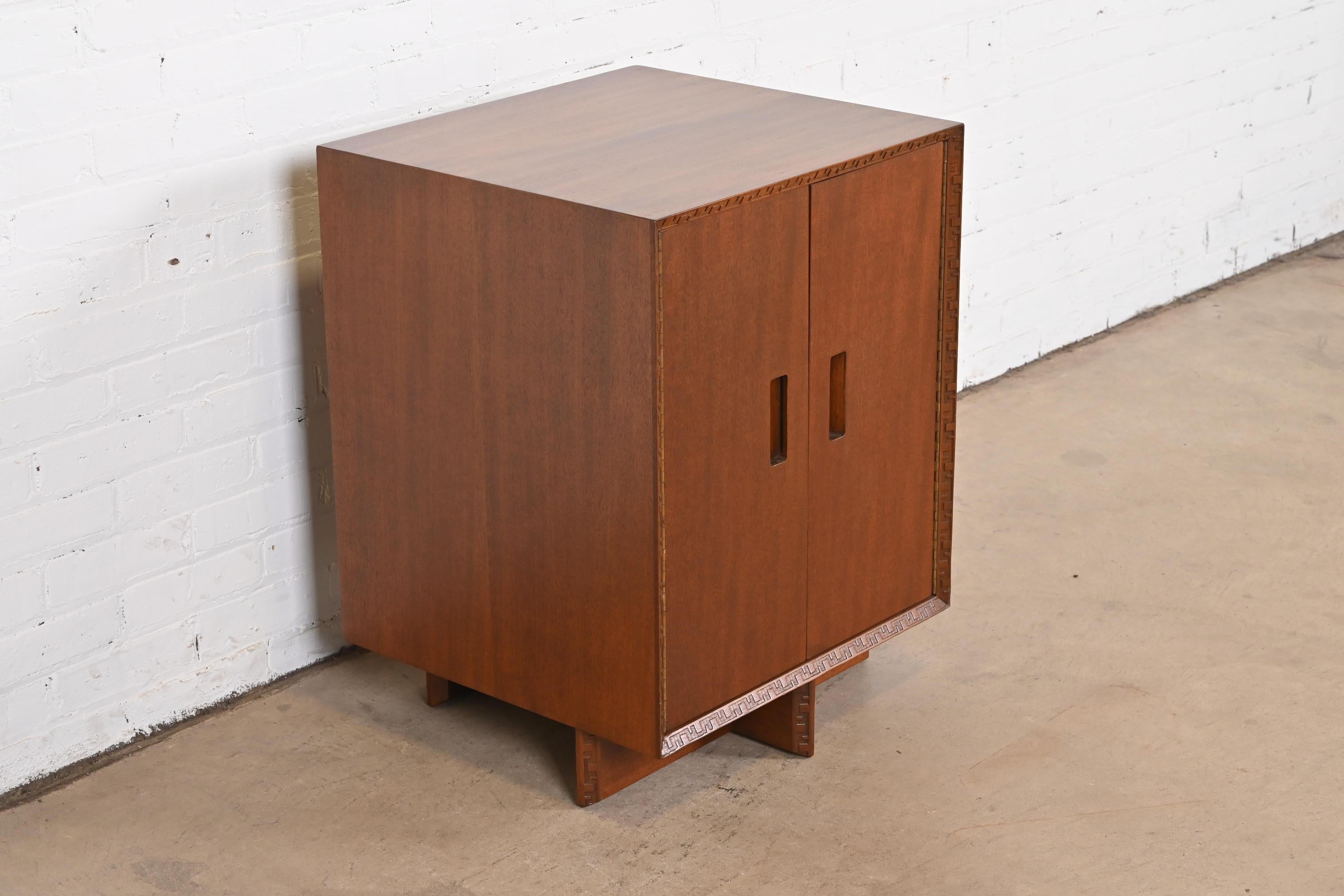 Frank Lloyd Wright Taliesin Mahogany Cabinet, Newly Restored In Good Condition In South Bend, IN