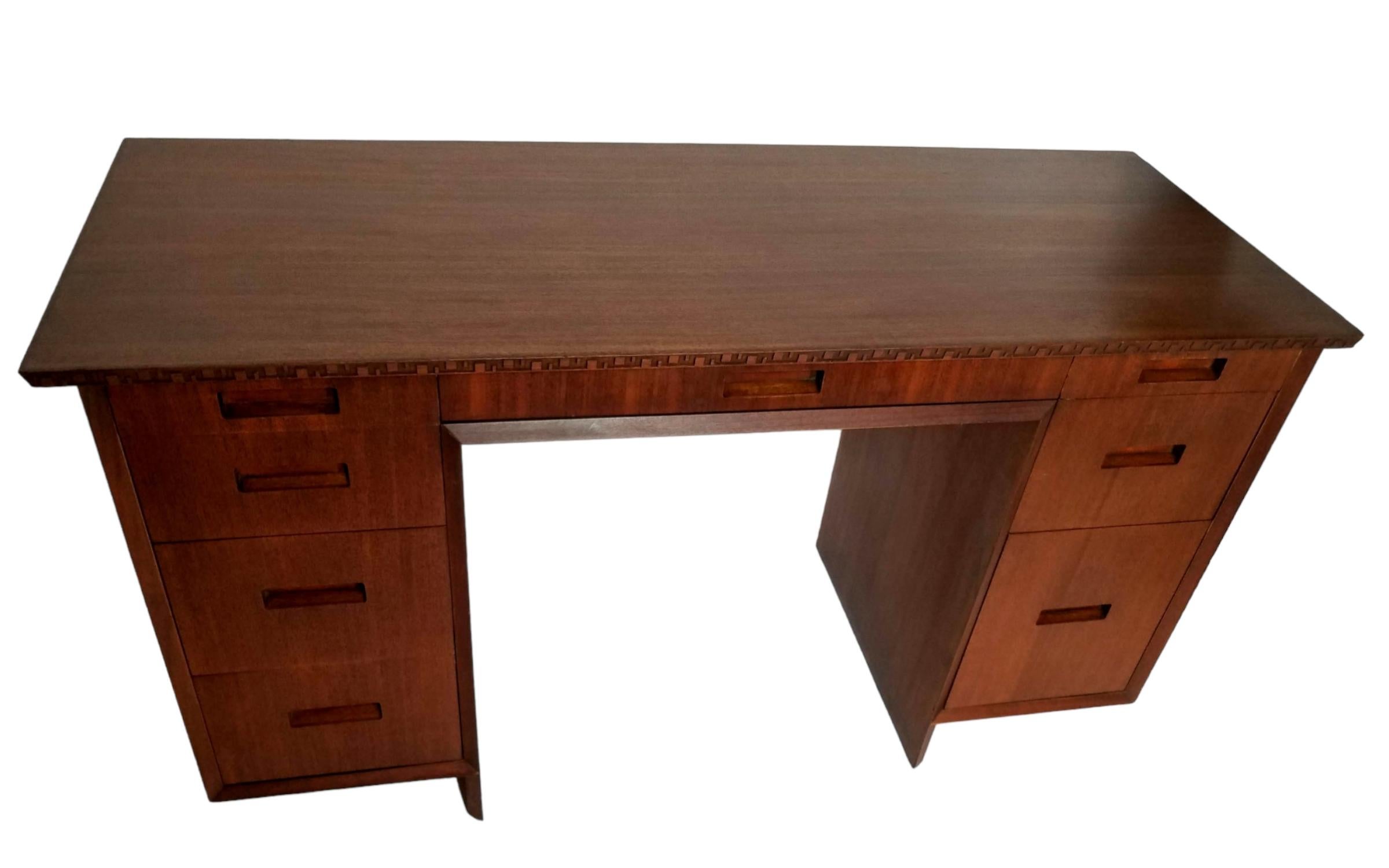 Frank Lloyd Wright Taliesin Mahogany Desk +Typing Table Heritage Henredon, 1955 For Sale 4