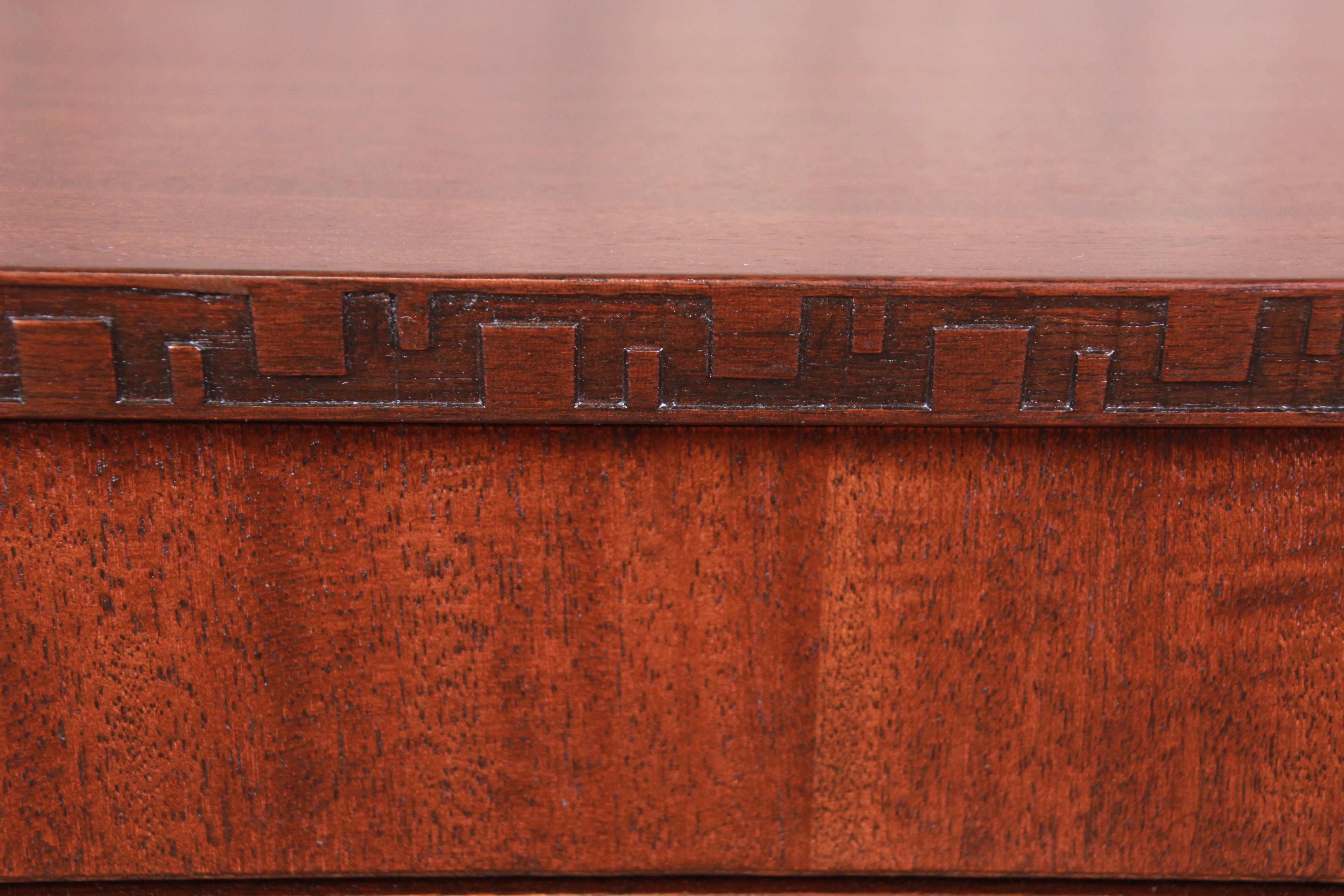 Frank Lloyd Wright Taliesin Mahogany Double Pedestal Desk, Newly Restored 4