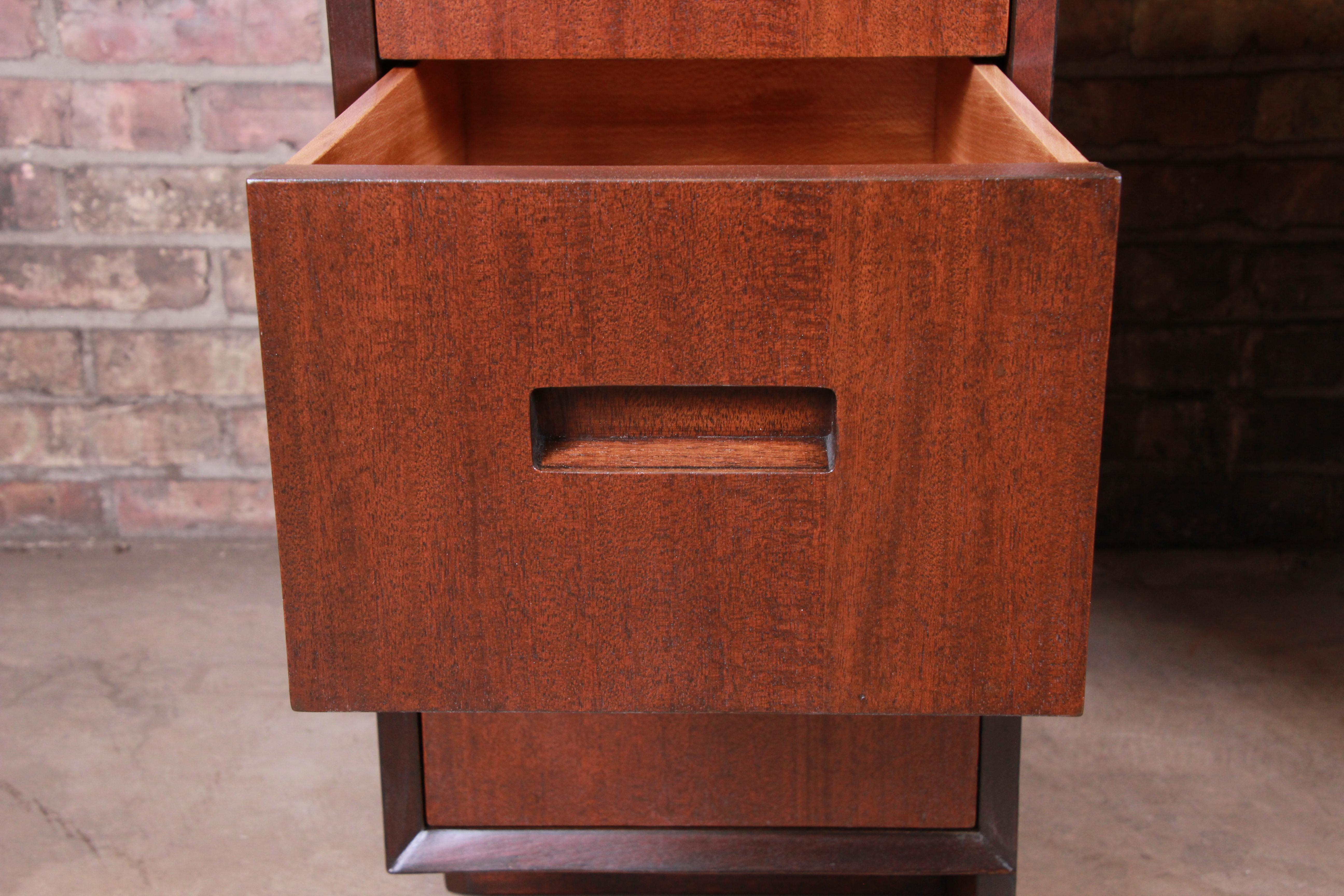 Frank Lloyd Wright Taliesin Mahogany Double Pedestal Desk, Newly Restored 9