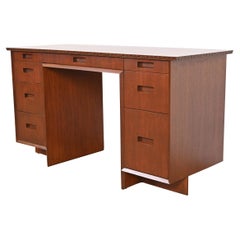 Frank Lloyd Wright Taliesin Mahogany Double Pedestal Desk, Newly Restored