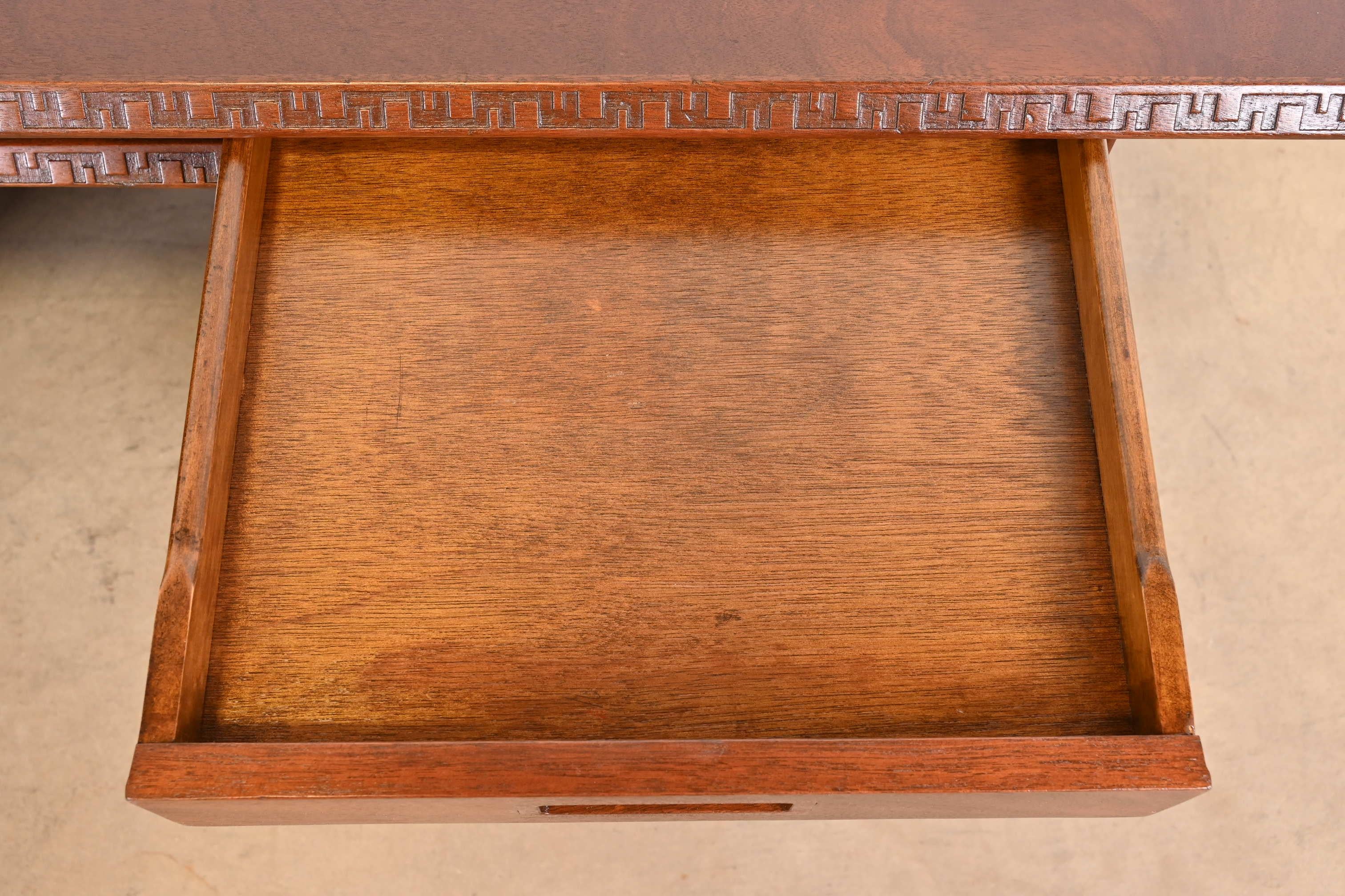 Frank Lloyd Wright Taliesin Mahogany Double Pedestal Executive Desk, Restored For Sale 9