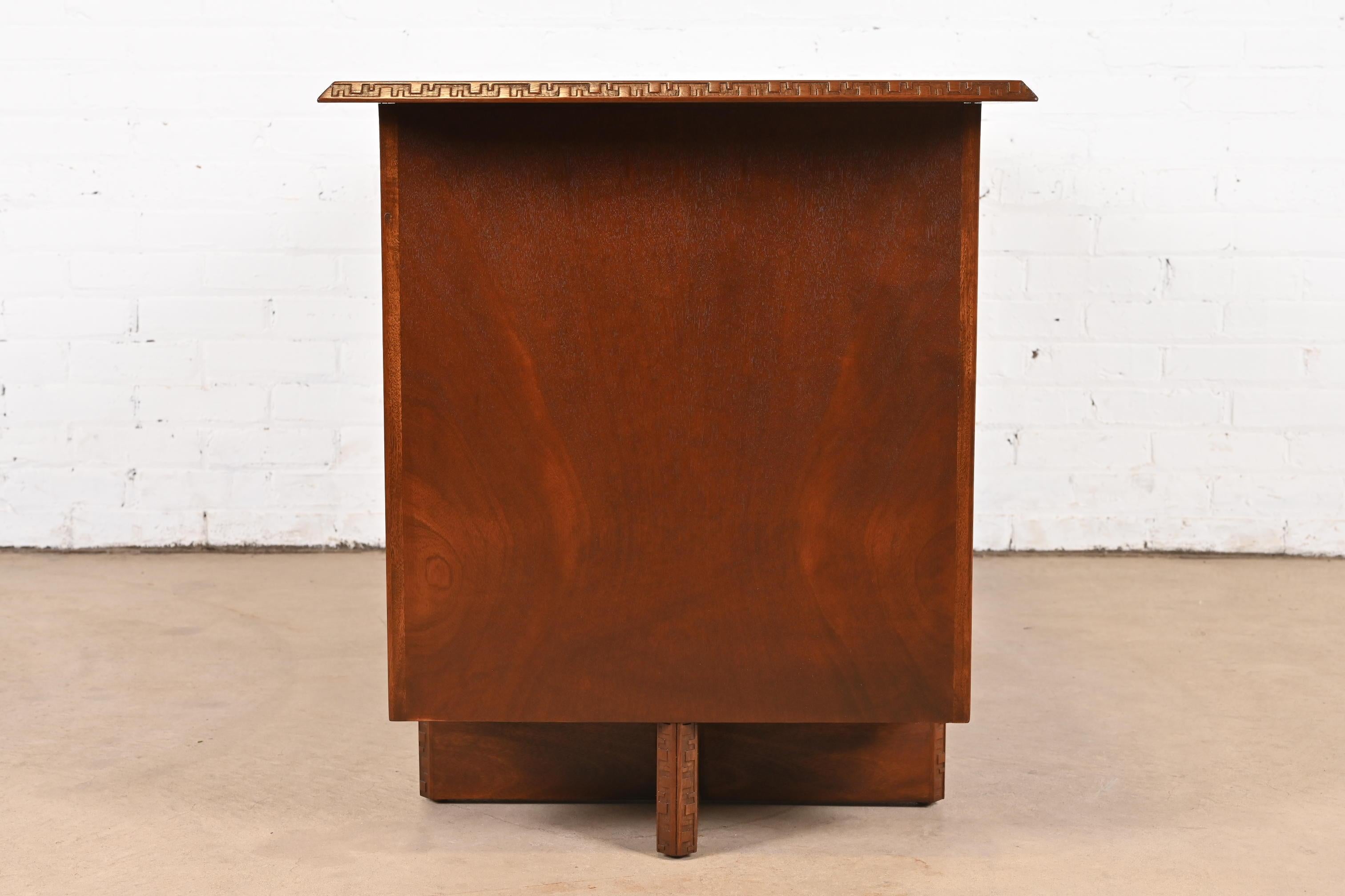 Frank Lloyd Wright Taliesin Mahogany Double Pedestal Executive Desk, Restored For Sale 13