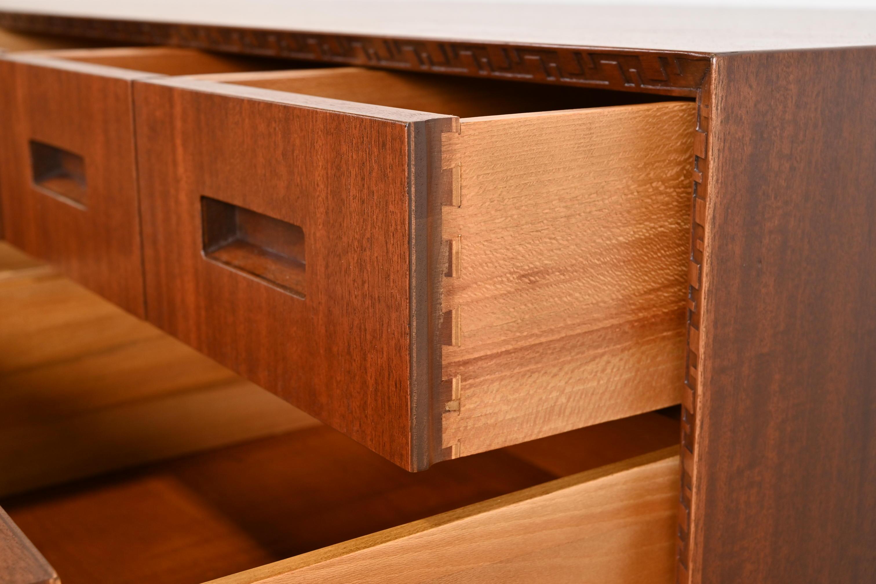 Frank Lloyd Wright Taliesin Mahogany Dresser or Credenza, Newly Restored 8