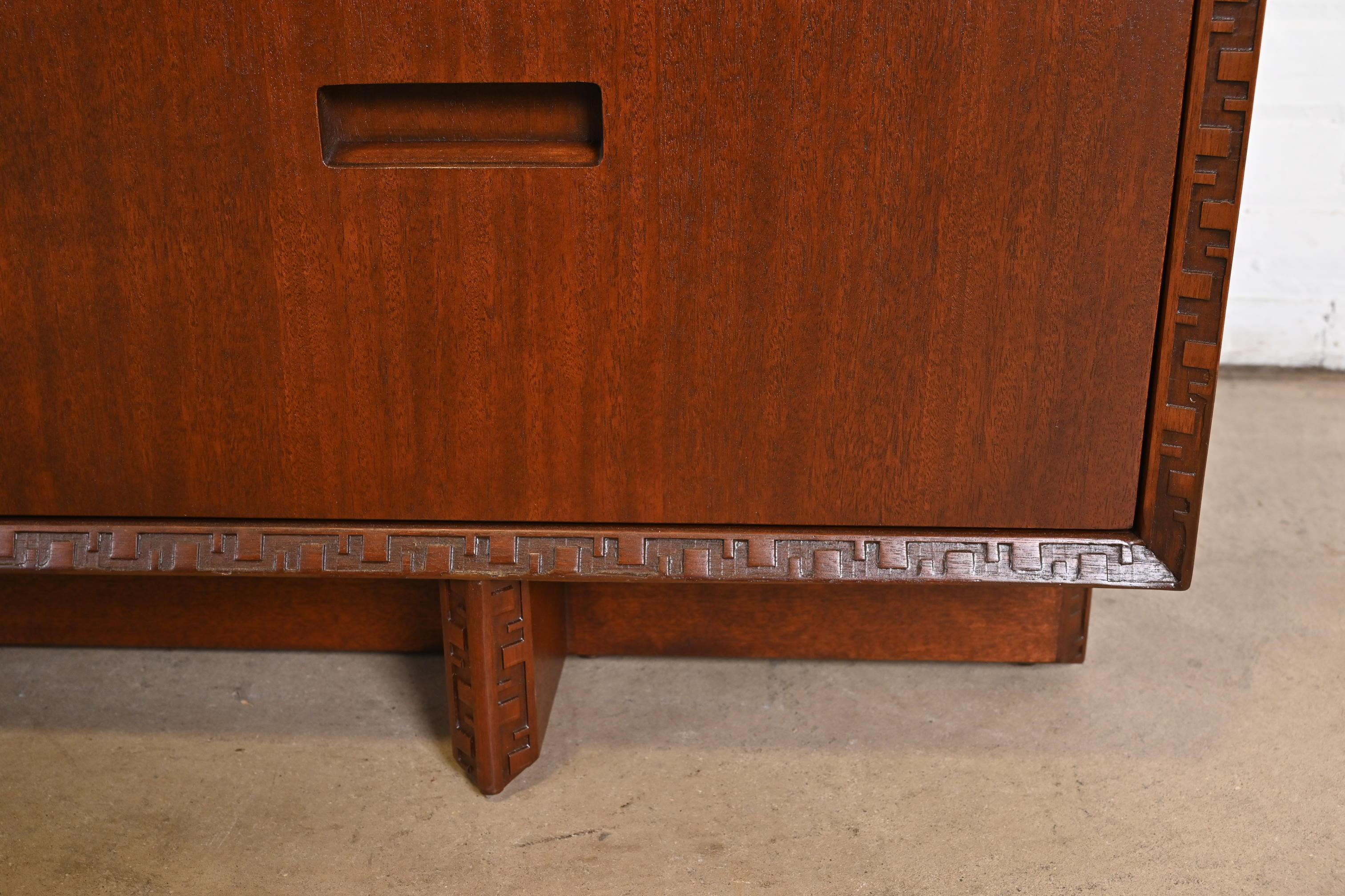 Frank Lloyd Wright Taliesin Mahogany Dresser or Credenza, Newly Restored 10