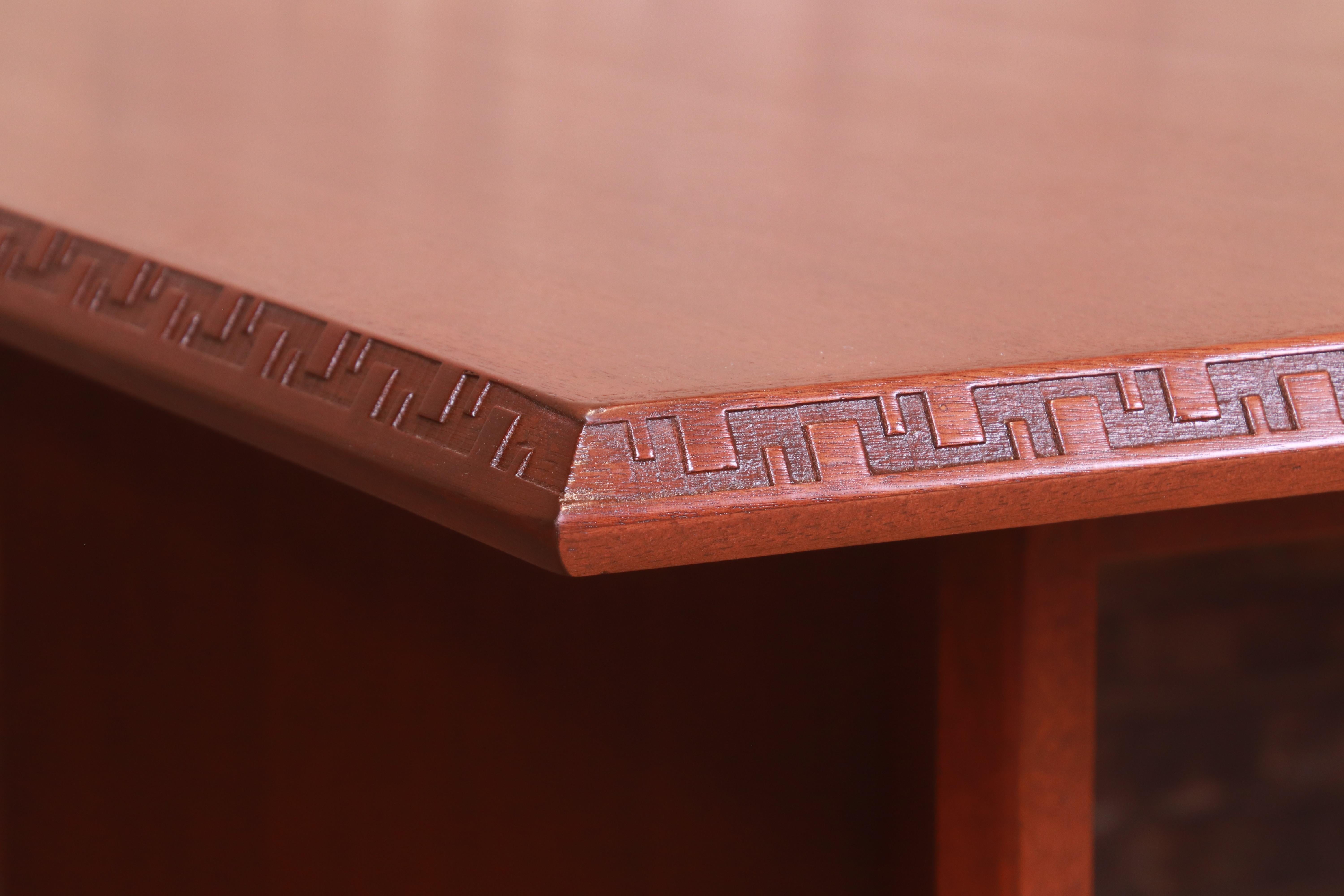 Frank Lloyd Wright Taliesin Mahogany Extension Dining Table, Newly Refinished For Sale 4
