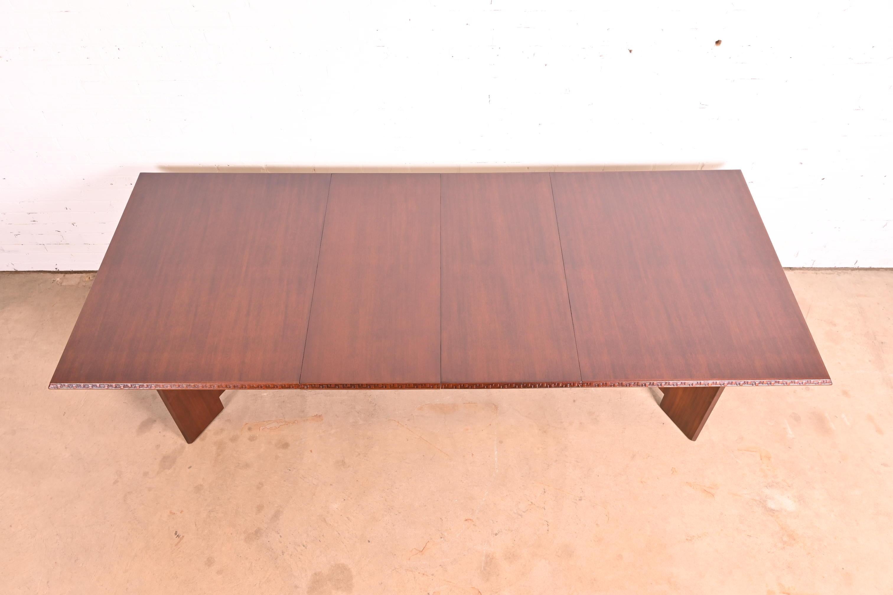 Frank Lloyd Wright Taliesin Mahogany Extension Dining Table, Newly Refinished 5