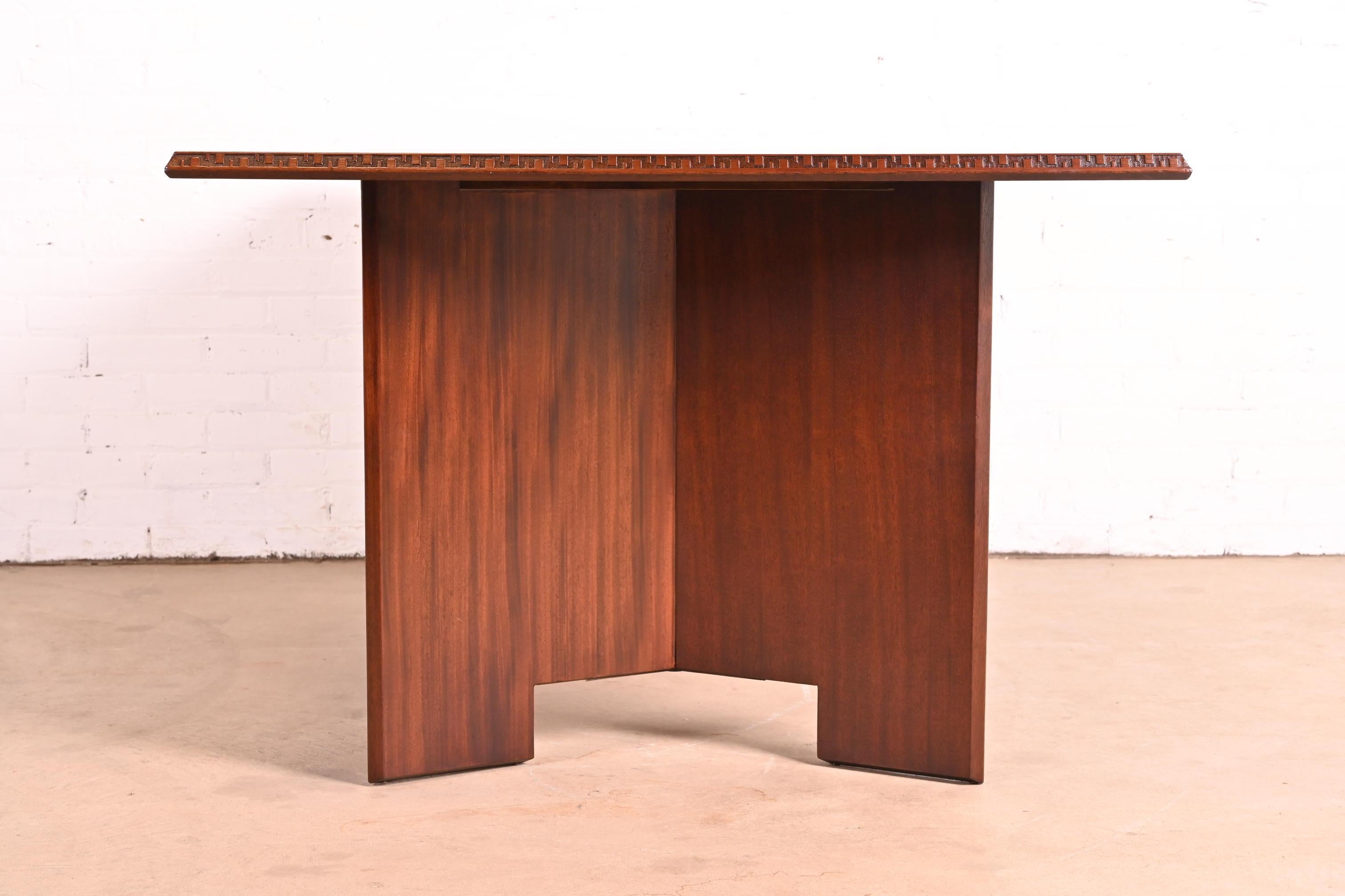 Frank Lloyd Wright Taliesin Mahogany Extension Dining Table, Newly Refinished 6