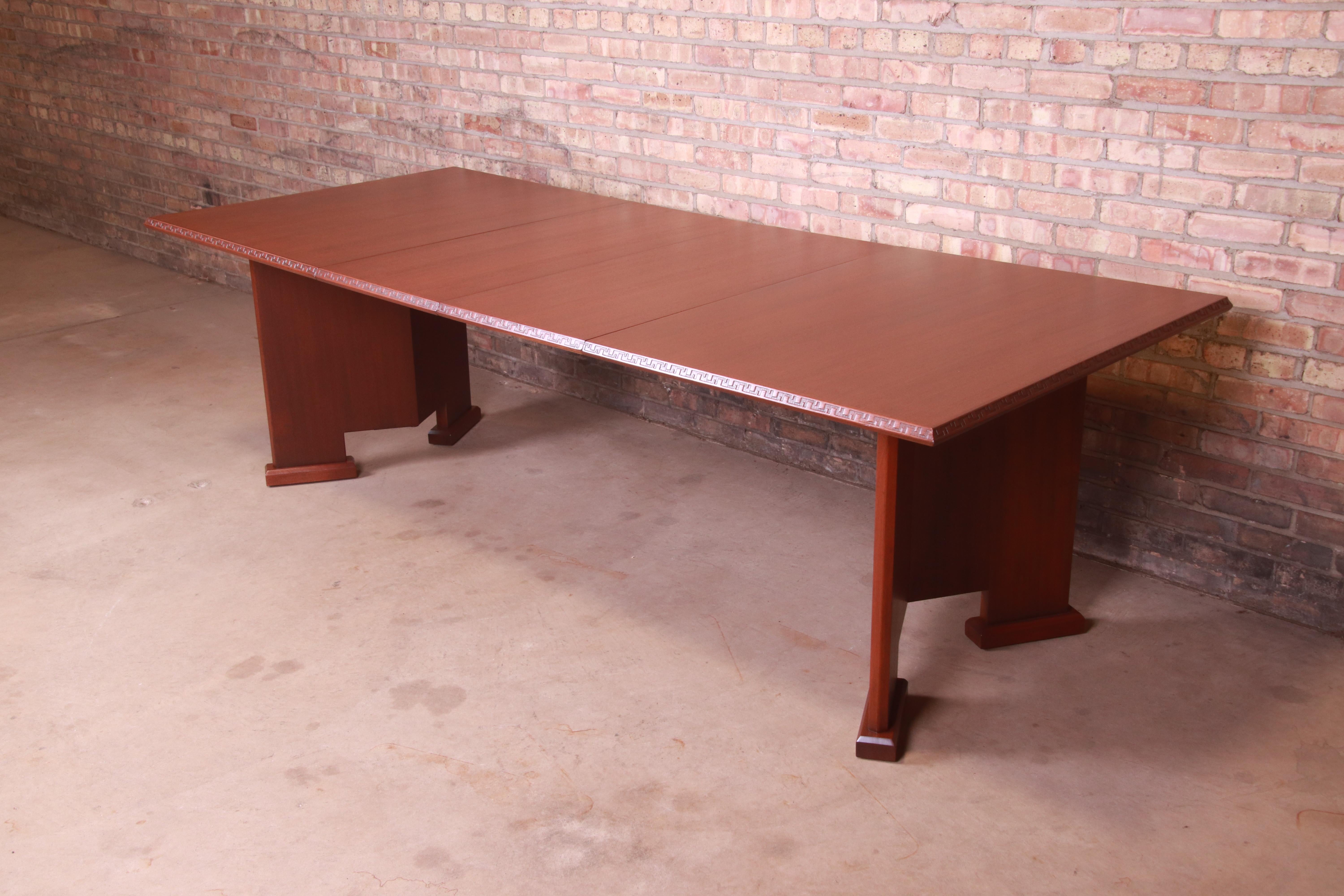 Frank Lloyd Wright Taliesin Mahogany Extension Dining Table, Newly Refinished For Sale 8