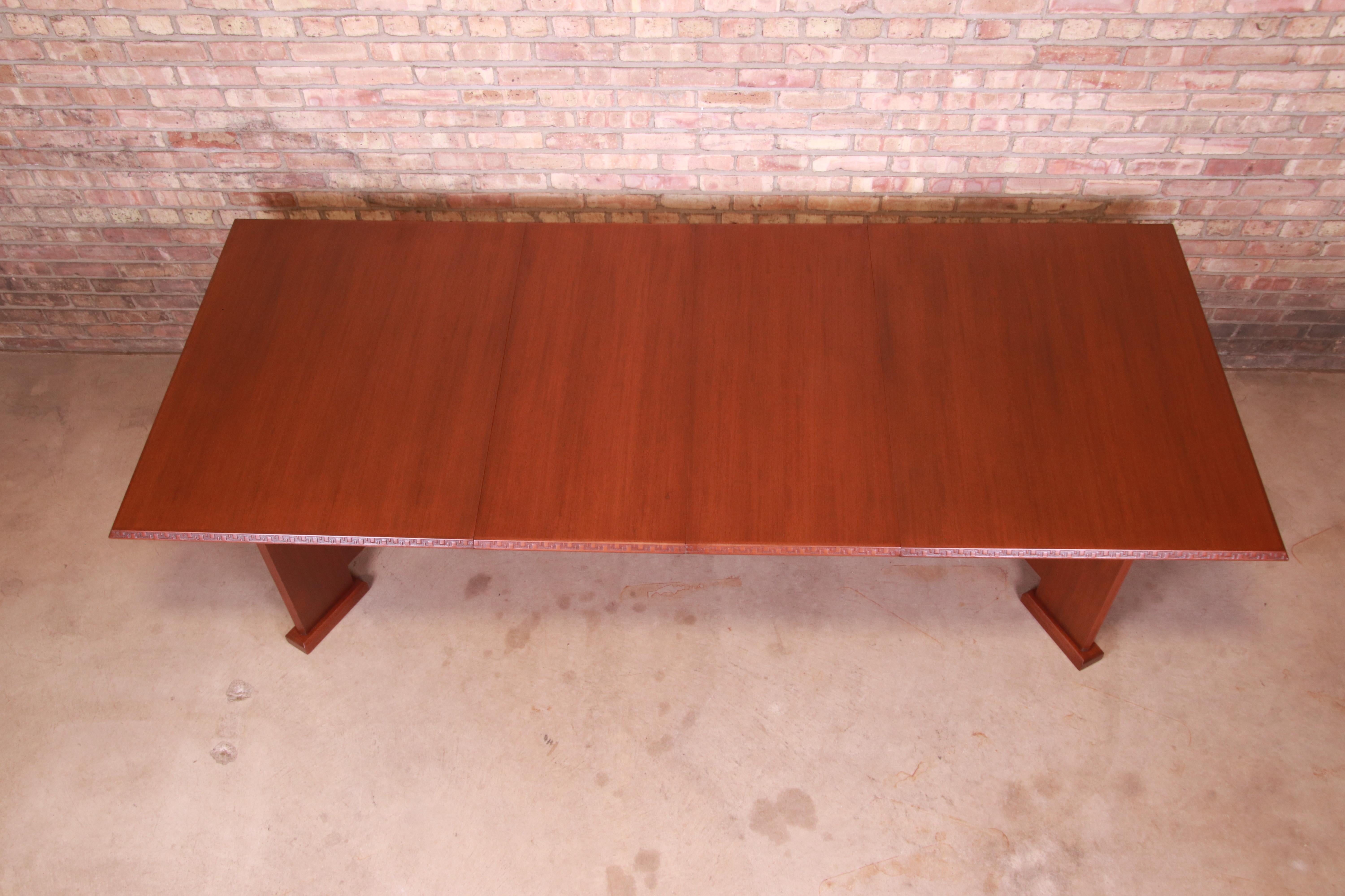 Frank Lloyd Wright Taliesin Mahogany Extension Dining Table, Newly Refinished For Sale 11