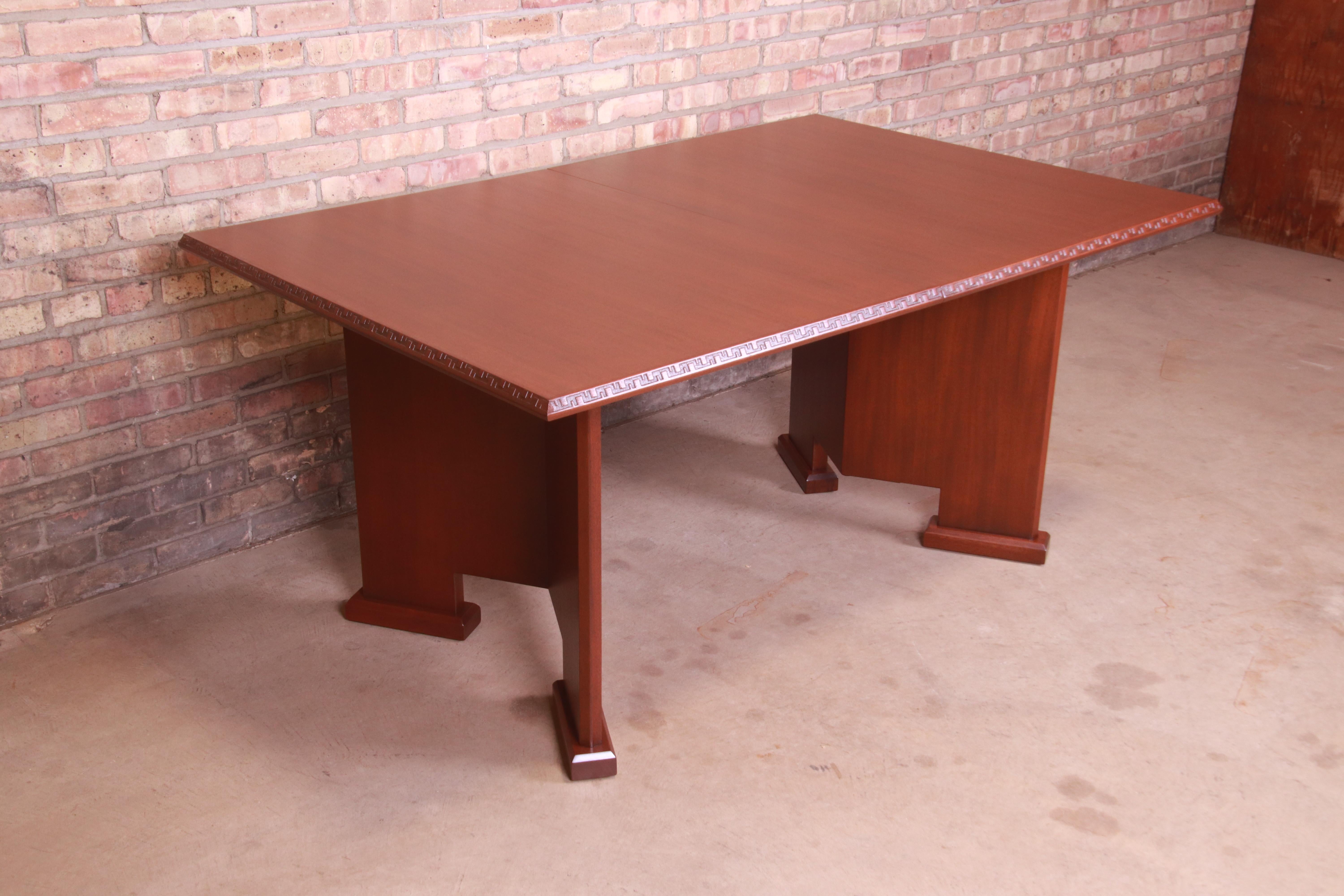 Mid-20th Century Frank Lloyd Wright Taliesin Mahogany Extension Dining Table, Newly Refinished For Sale