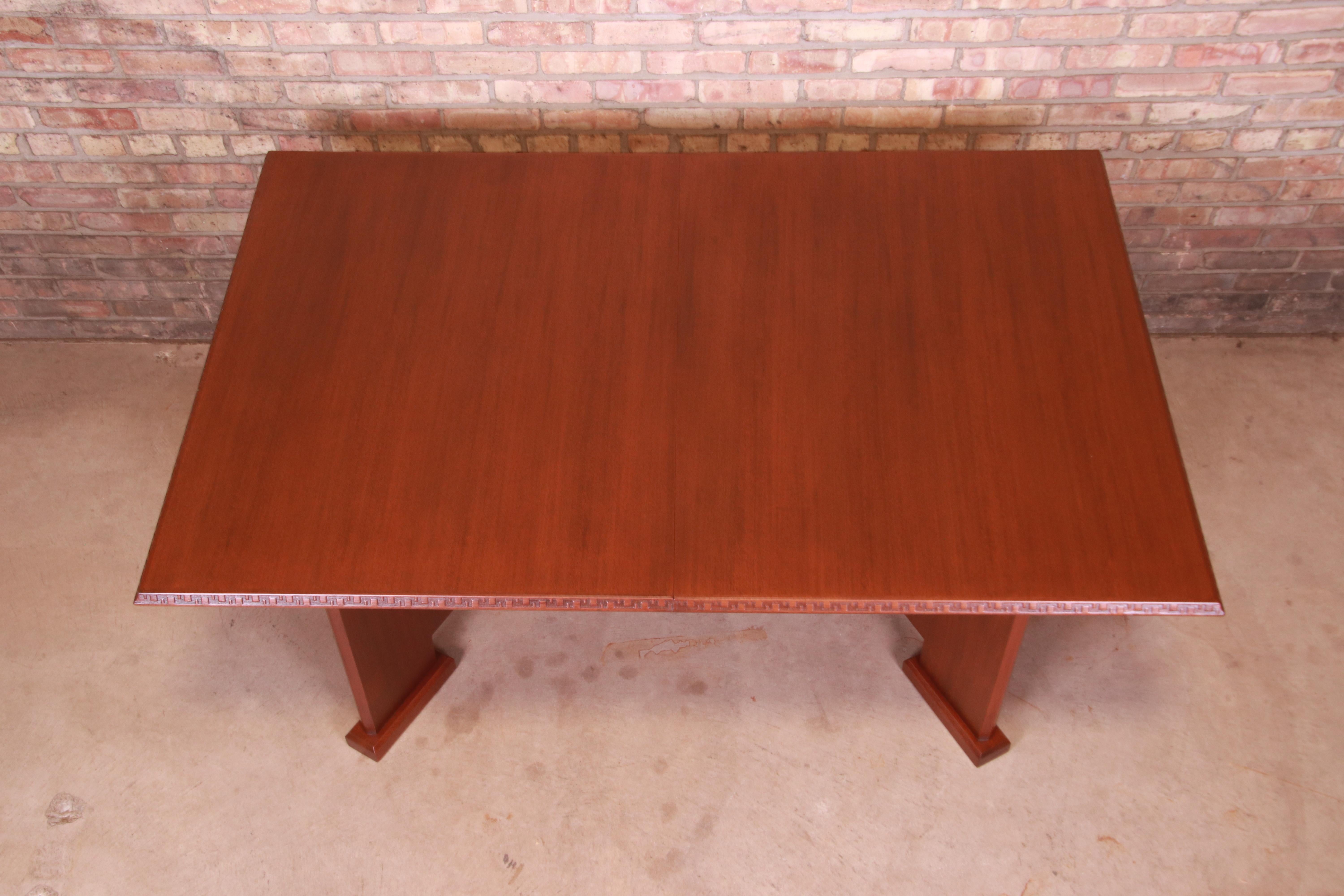 Frank Lloyd Wright Taliesin Mahogany Extension Dining Table, Newly Refinished For Sale 1
