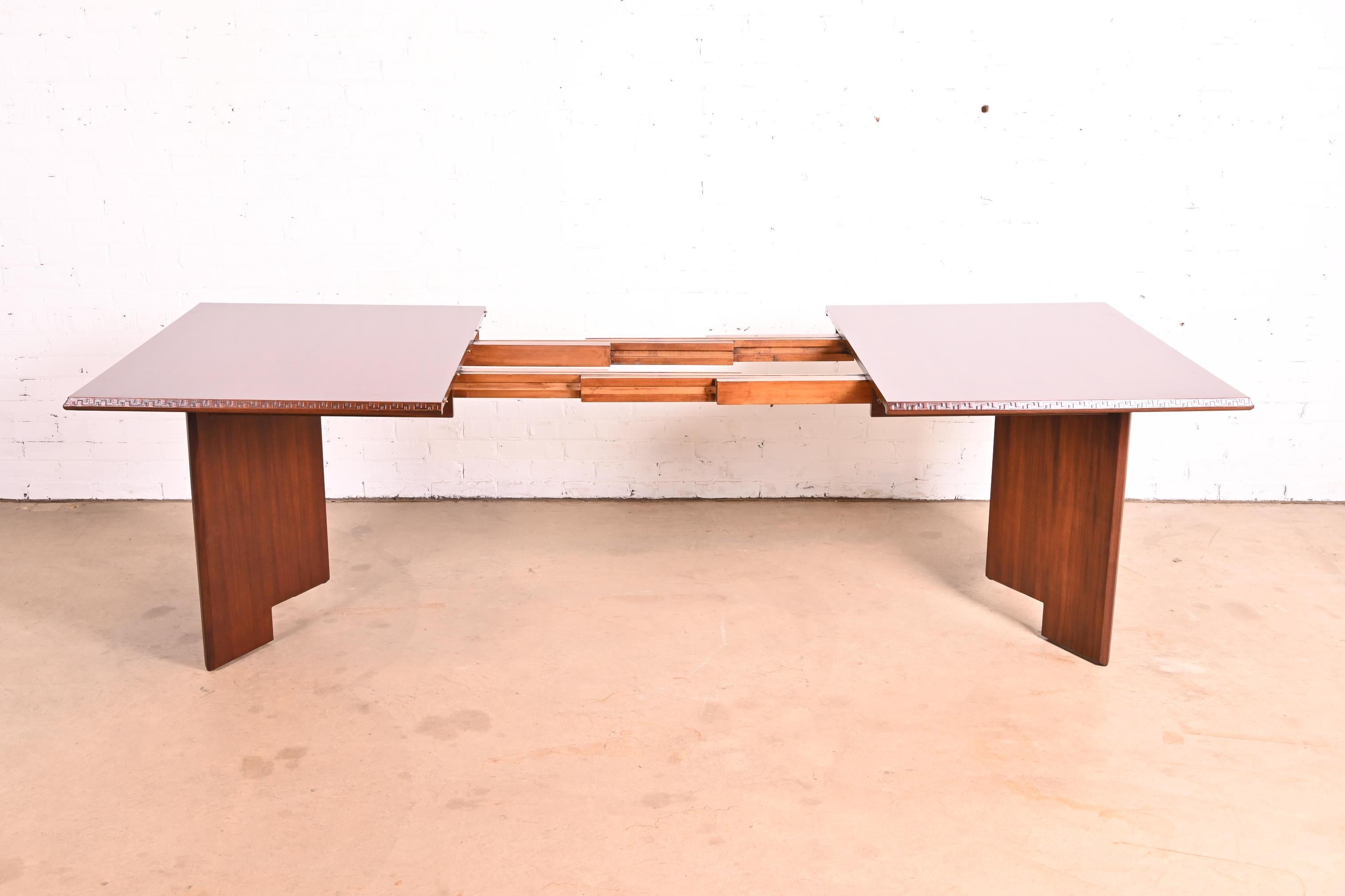 Frank Lloyd Wright Taliesin Mahogany Extension Dining Table, Newly Refinished 1