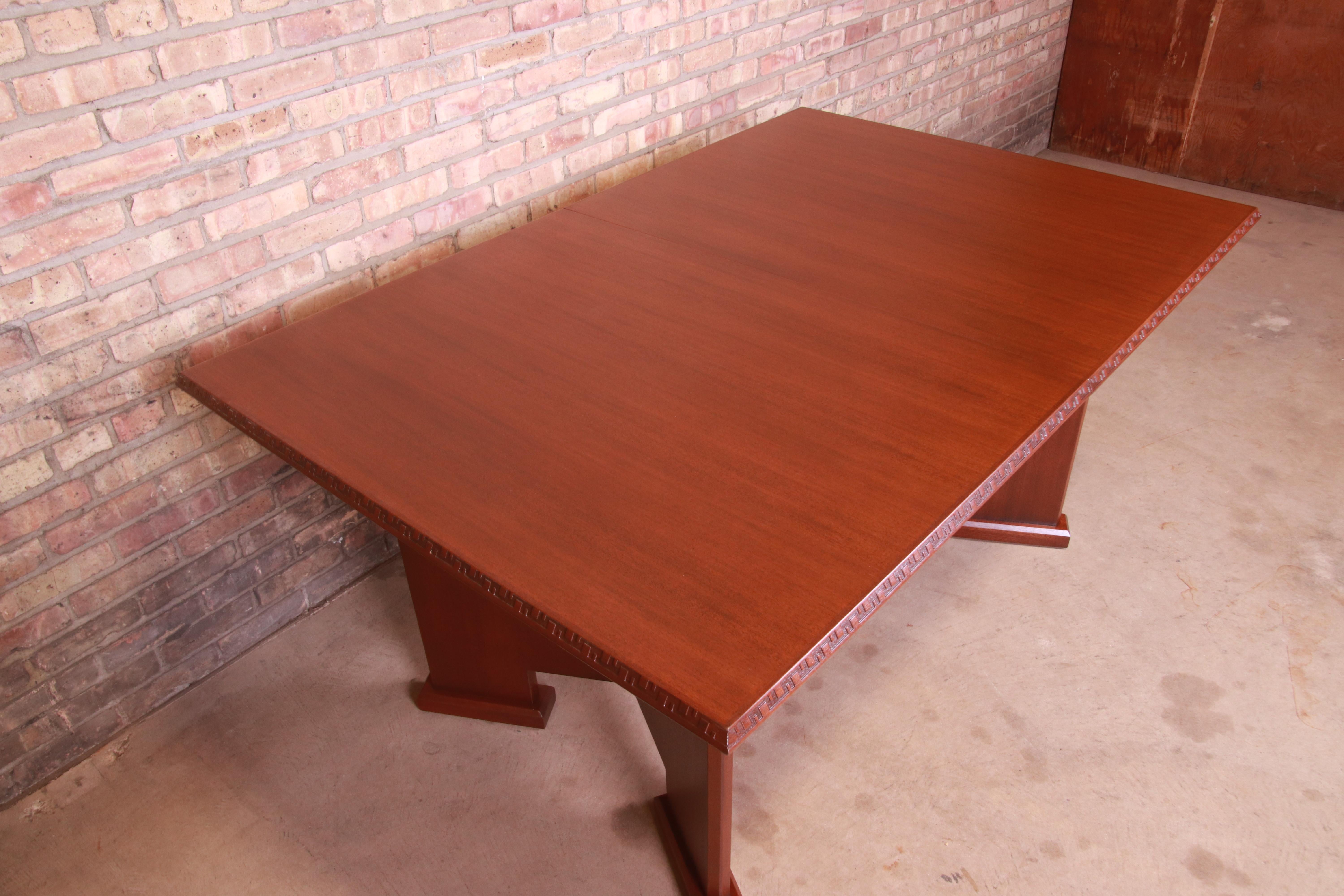 Frank Lloyd Wright Taliesin Mahogany Extension Dining Table, Newly Refinished For Sale 2
