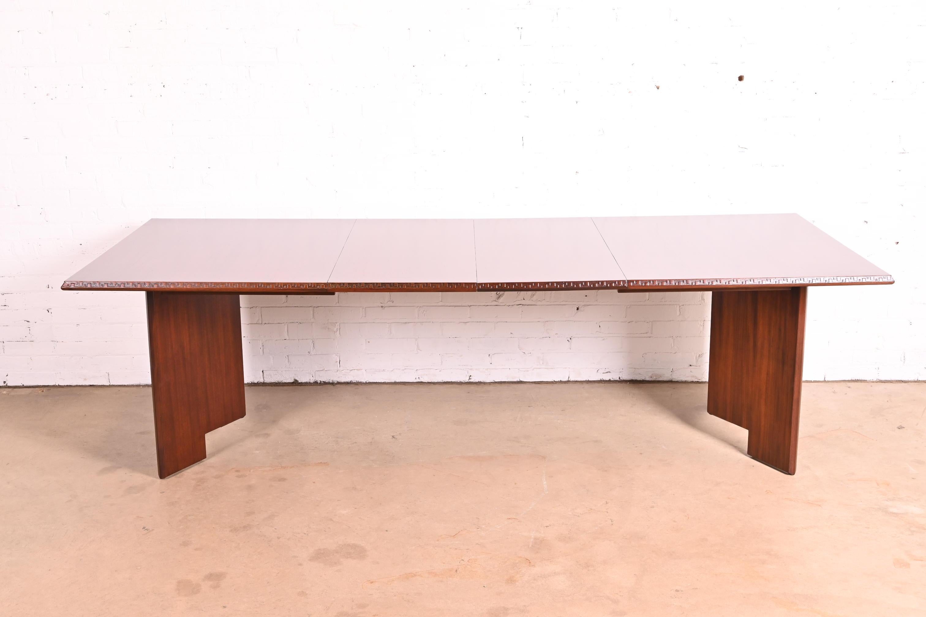 Frank Lloyd Wright Taliesin Mahogany Extension Dining Table, Newly Refinished 2