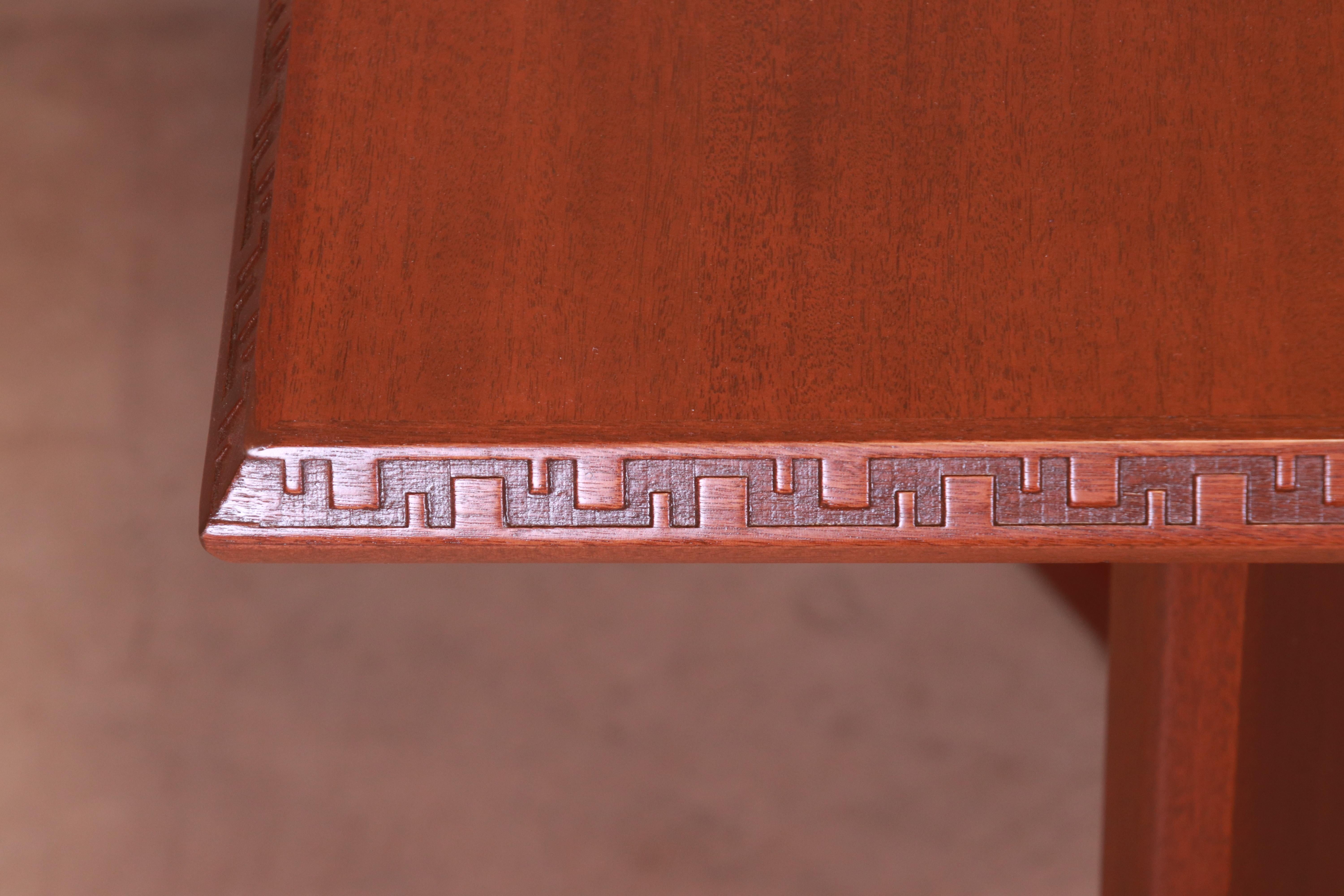 Frank Lloyd Wright Taliesin Mahogany Extension Dining Table, Newly Refinished 3