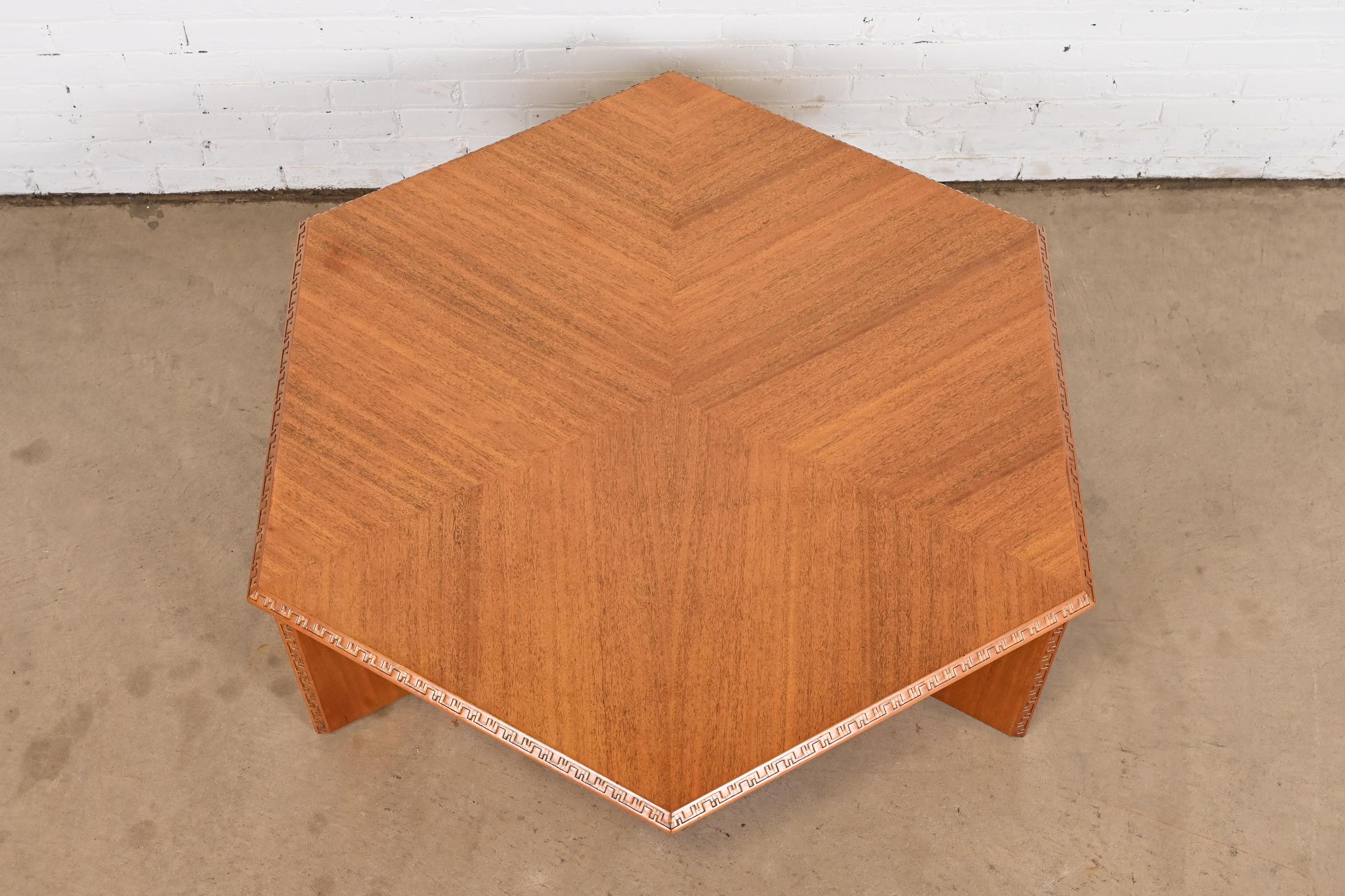 Frank Lloyd Wright Taliesin Mahogany Hexagonal Coffee Table, 1955 3