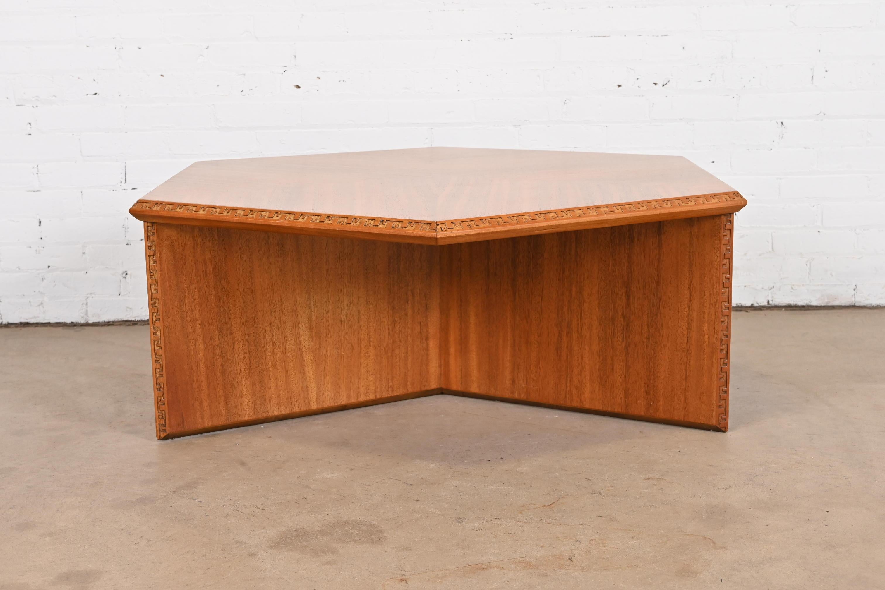Mid-20th Century Frank Lloyd Wright Taliesin Mahogany Hexagonal Coffee Table, 1955