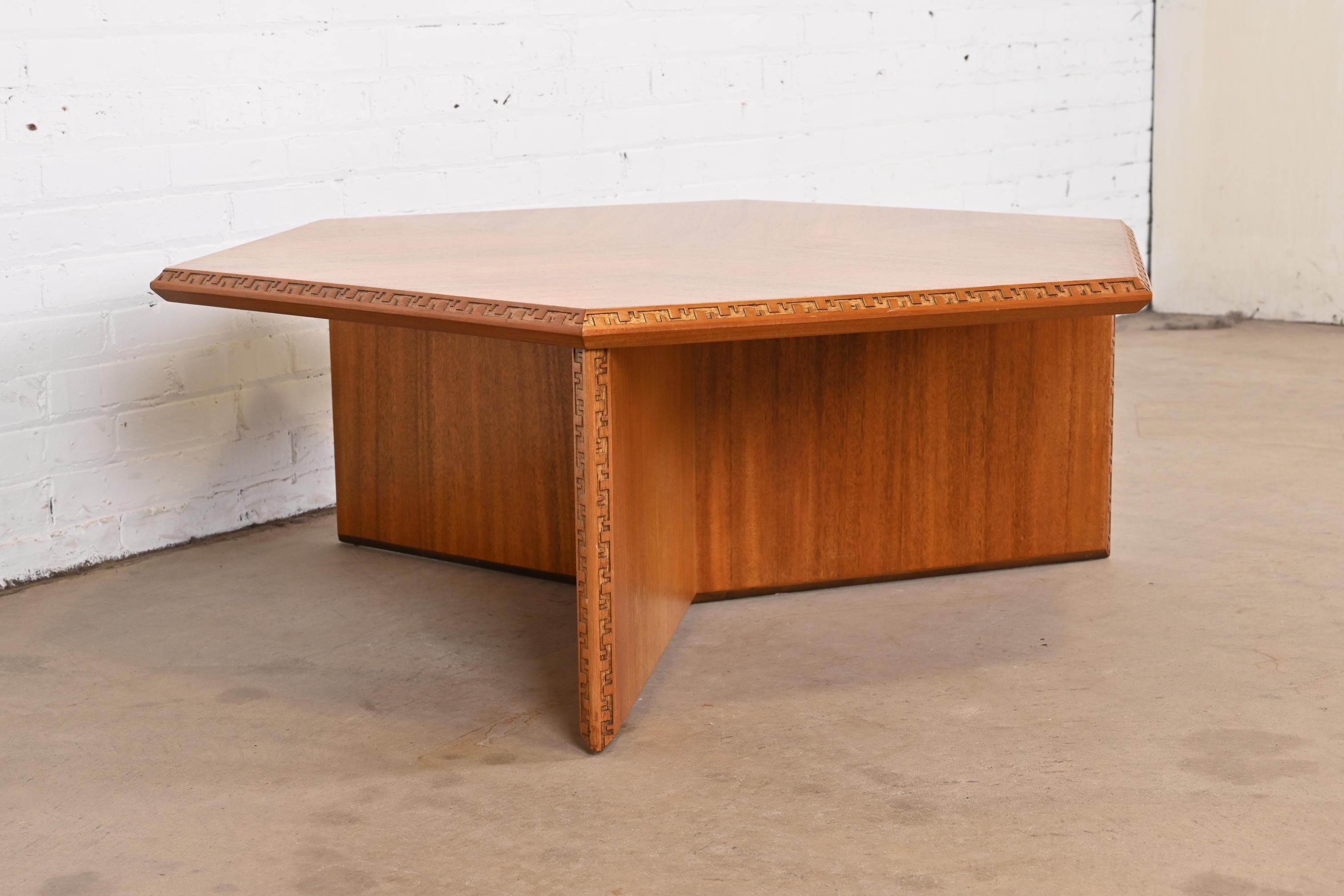 Frank Lloyd Wright Taliesin Mahogany Hexagonal Coffee Table, 1955 2