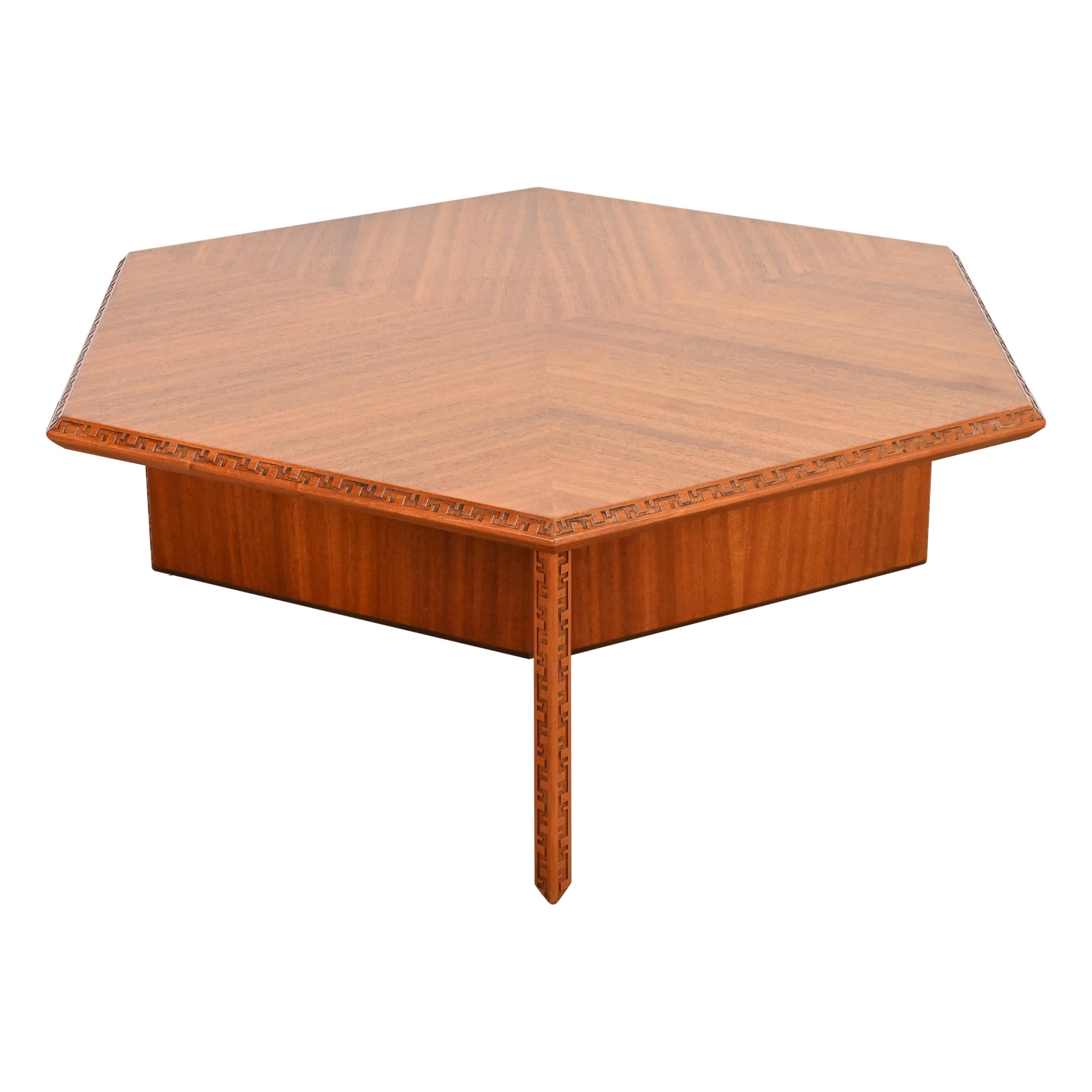 Frank Lloyd Wright Taliesin Mahogany Hexagonal Coffee Table, 1955