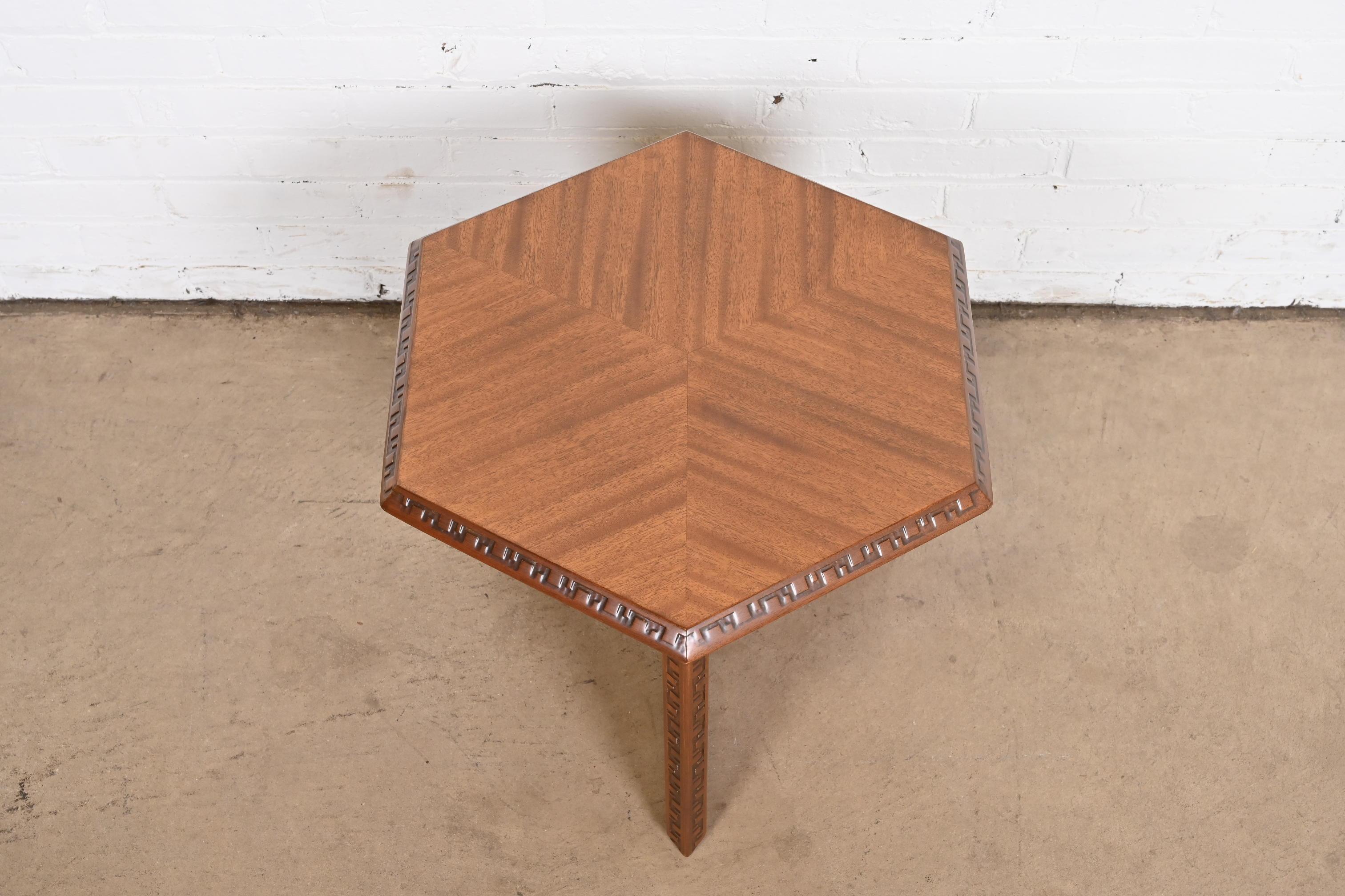 Frank Lloyd Wright Taliesin Mahogany Hexagonal Side Table 8