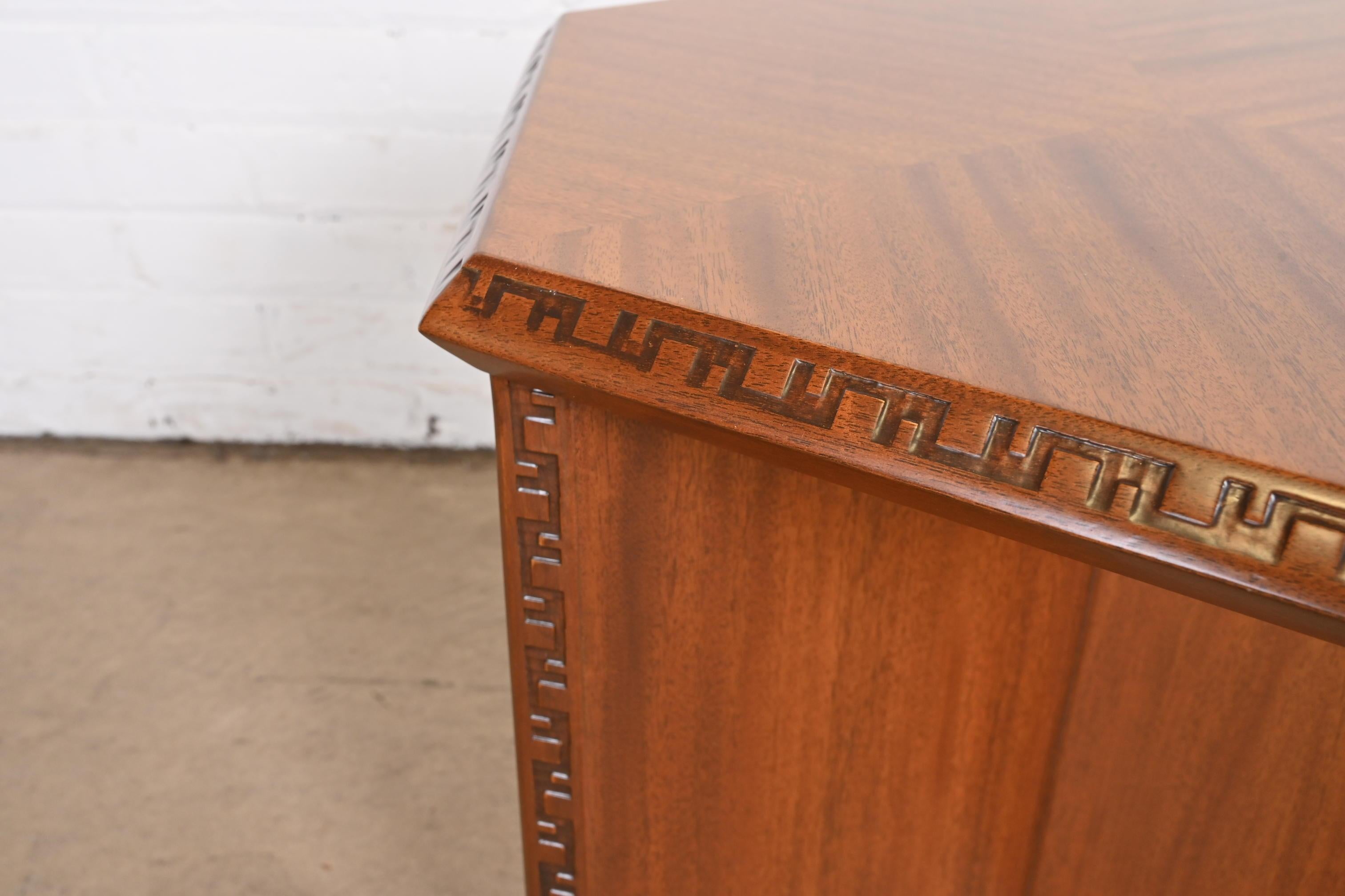 Frank Lloyd Wright Taliesin Mahogany Hexagonal Side Table 1